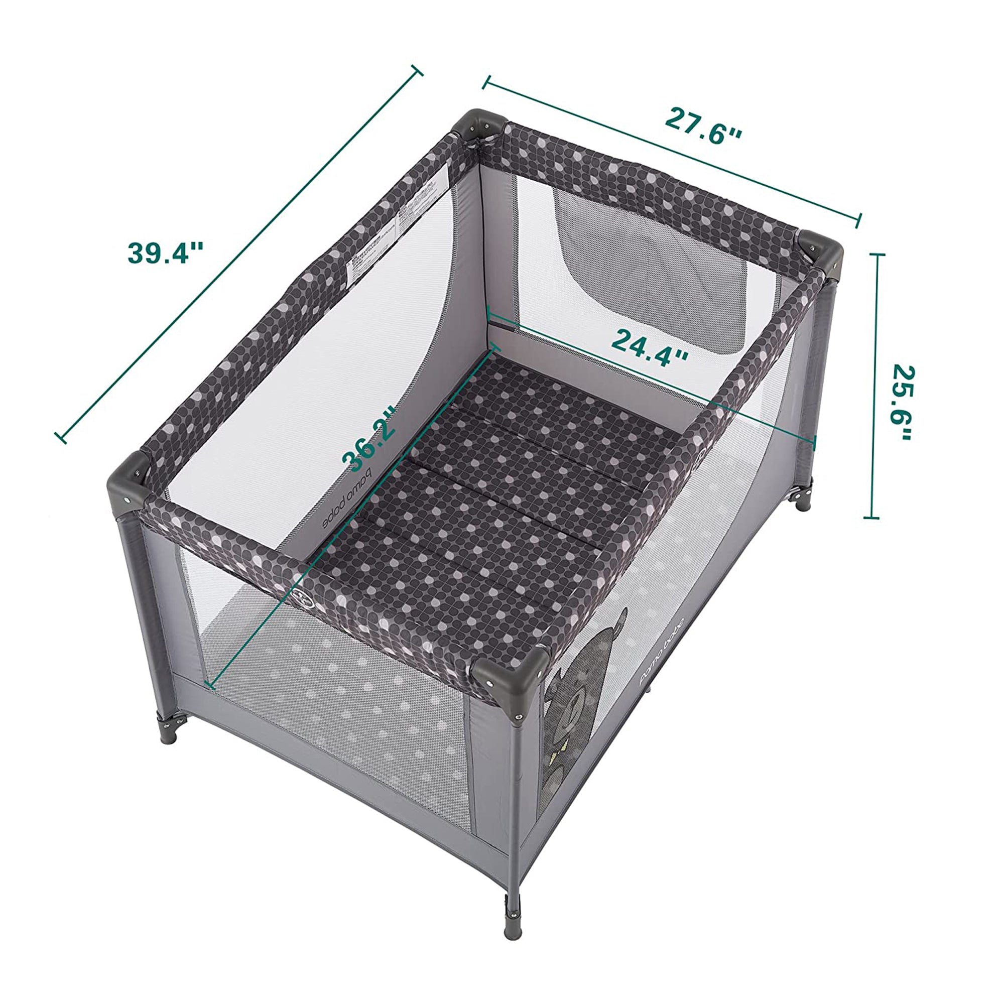 Pamo Babe Portable Enclosed Baby Playpen Crib with Mattress and Carry Bag, Gray - VMInnovations