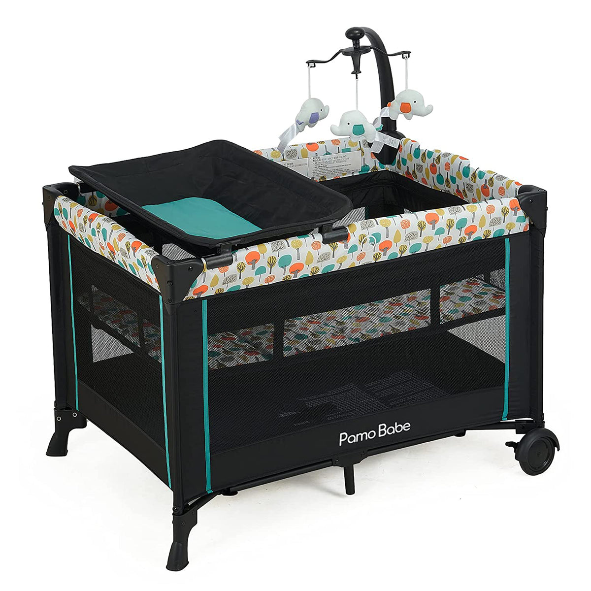 Pamo Babe Bassinet Nursery Center Play Yard Crib with Changing Table, Orange - VMInnovations