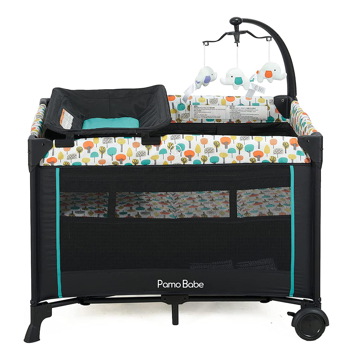 Pamo Babe Bassinet Nursery Center Play Yard Crib with Changing Table, Orange - VMInnovations