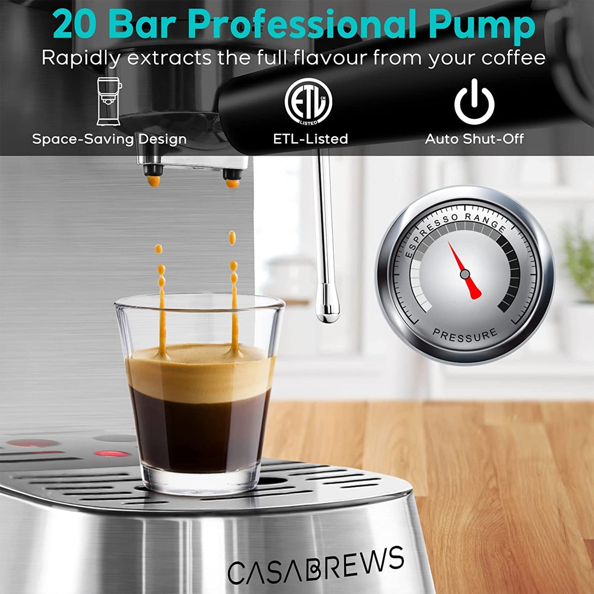 Sincreative Casabrews 20 Bar Brushed Stainless Steel Espresso Machine (Open Box) - VMInnovations