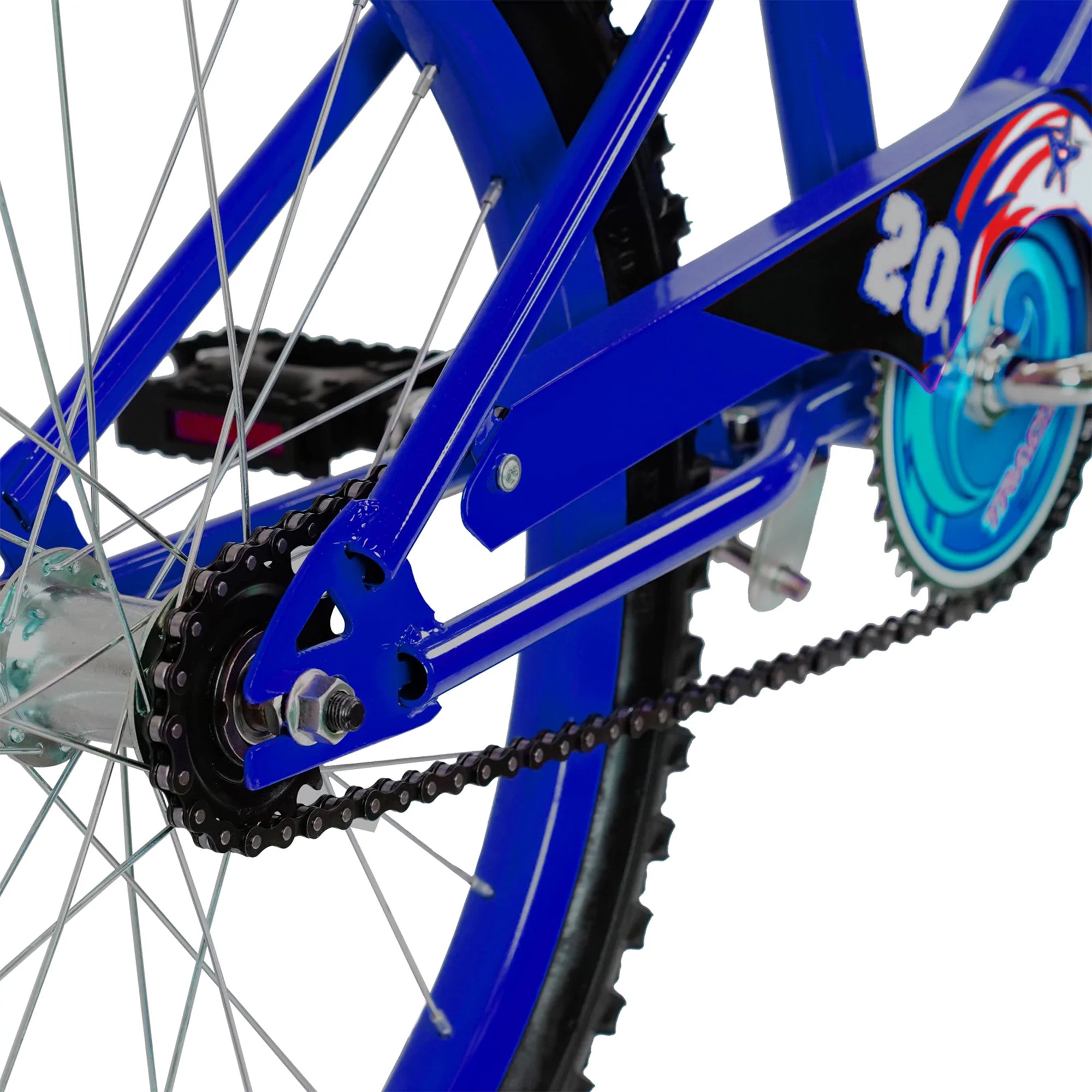 TRACER Logan 20 In Hi-Ten Steel Framed Freestyle BMX Style Beginners Bike, Blue - VMInnovations