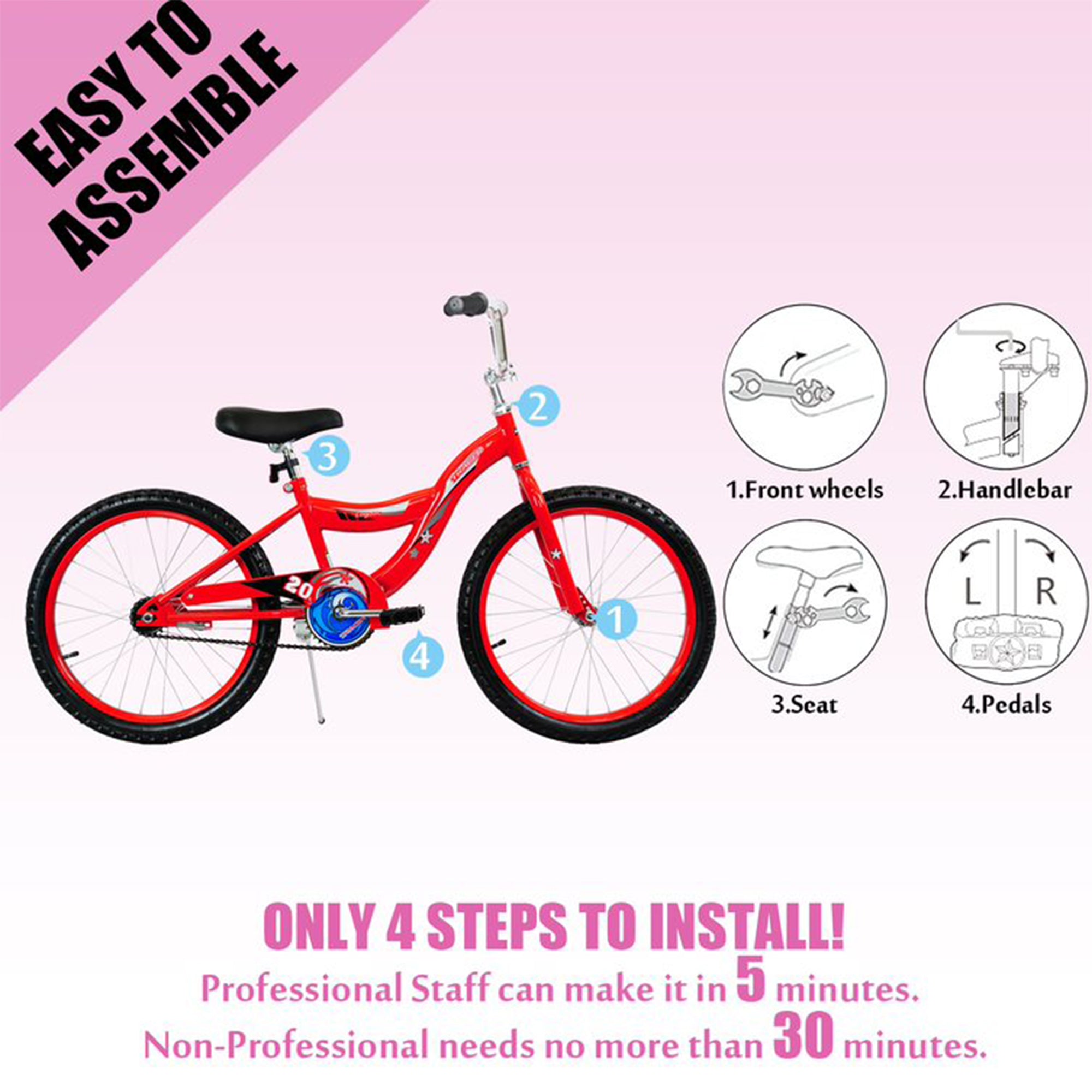 TRACER 20 In Hi-Ten Steel Framed Freestyle BMX Style Bike, Red (For Parts) - VMInnovations