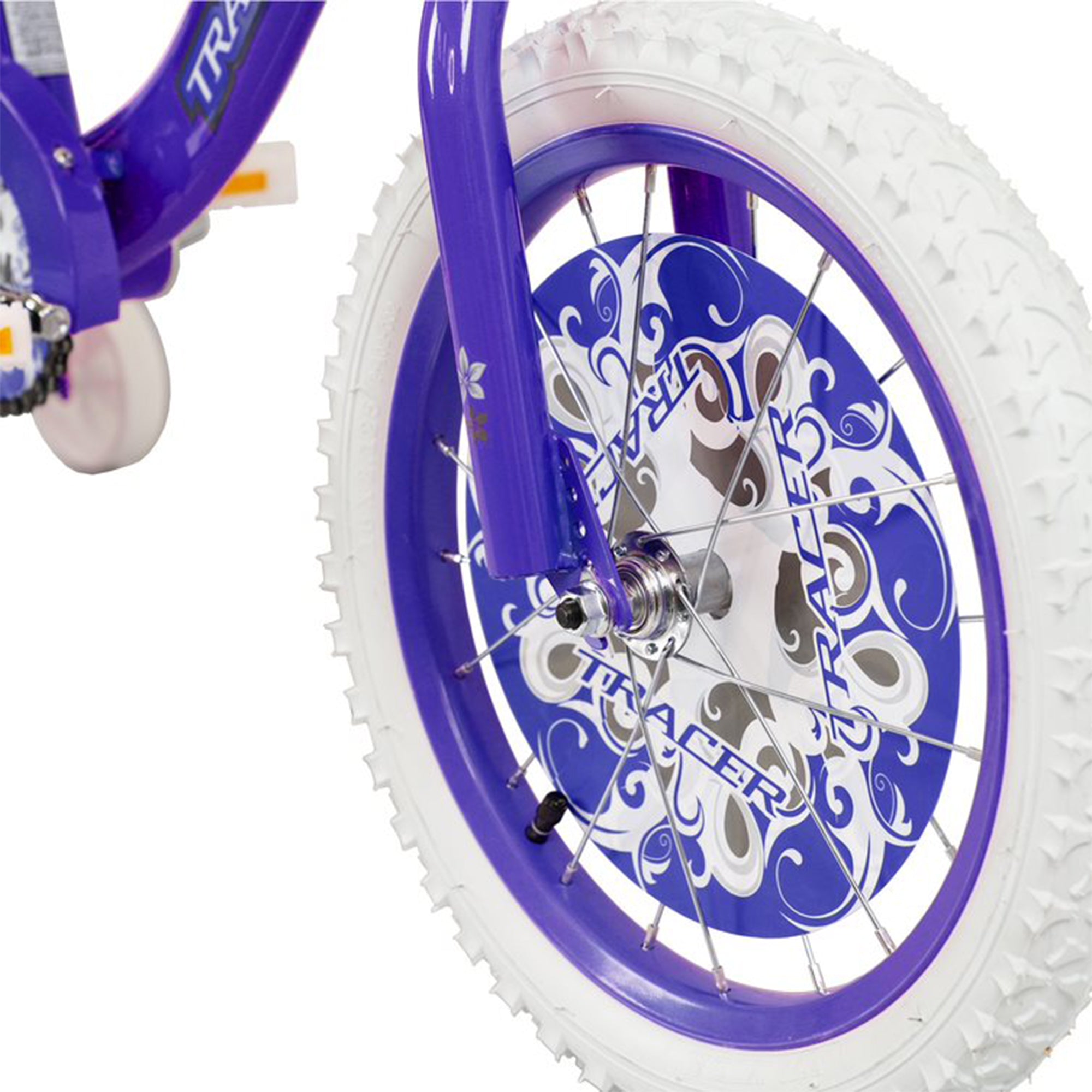 TRACER 16In Hi-Ten Steel Framed Kids Bike w/ Training Wheels, Purple (For Parts) - VMInnovations