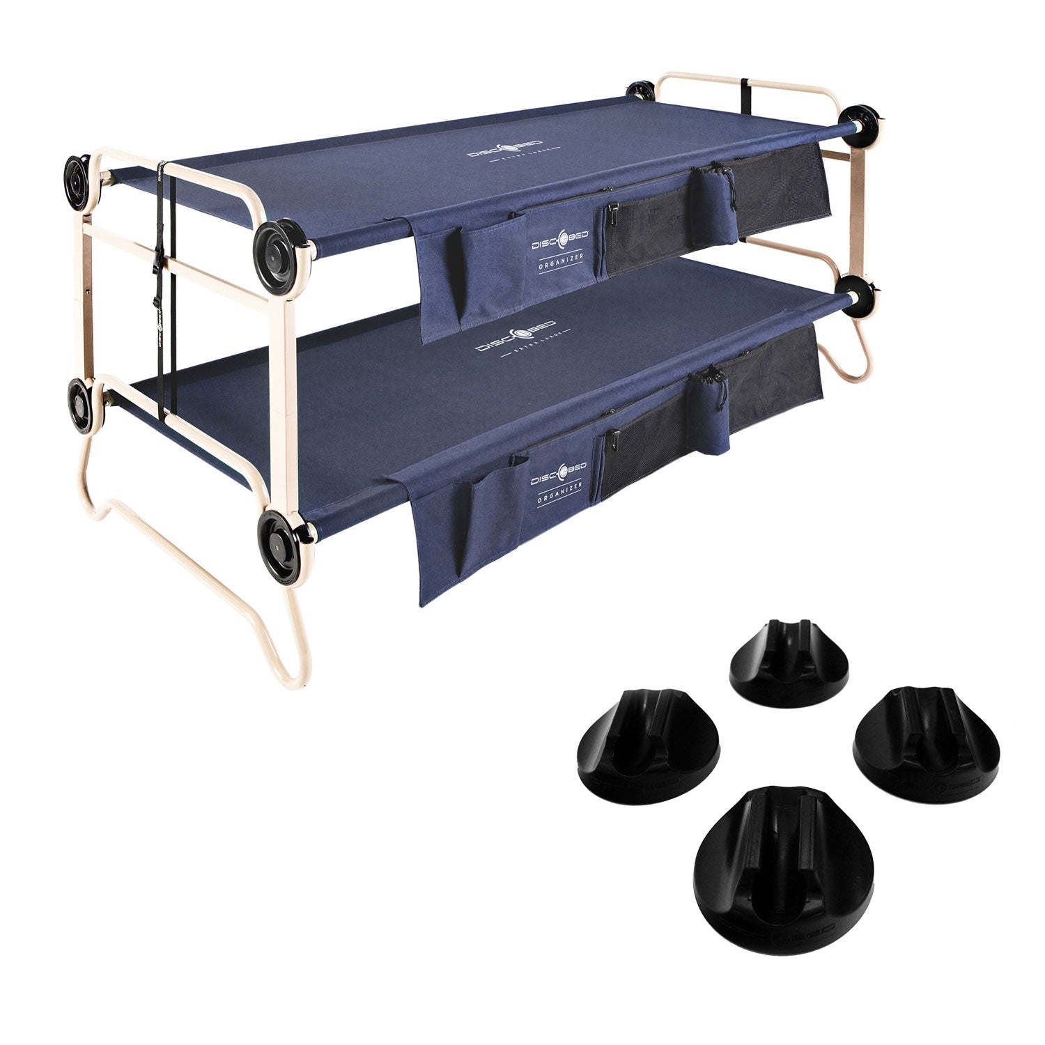 Disc-O-Bed XL Cam-O-Bunk Double Cot + No Slip Foot Pads (4 pack)