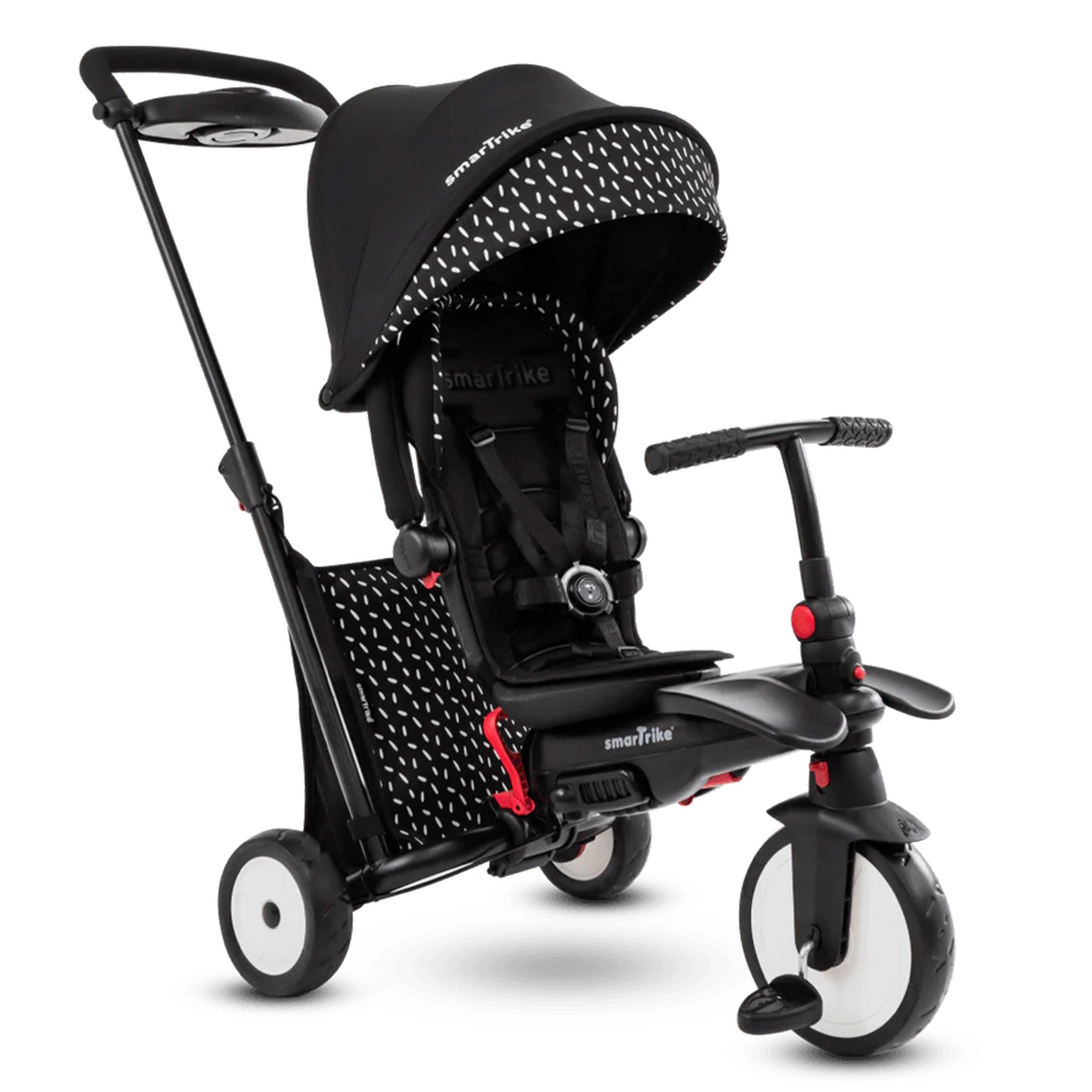 smarTrike 6 in 1 Stroller Tricycle, 1 Handed Steering, Black & White(Used) - VMInnovations