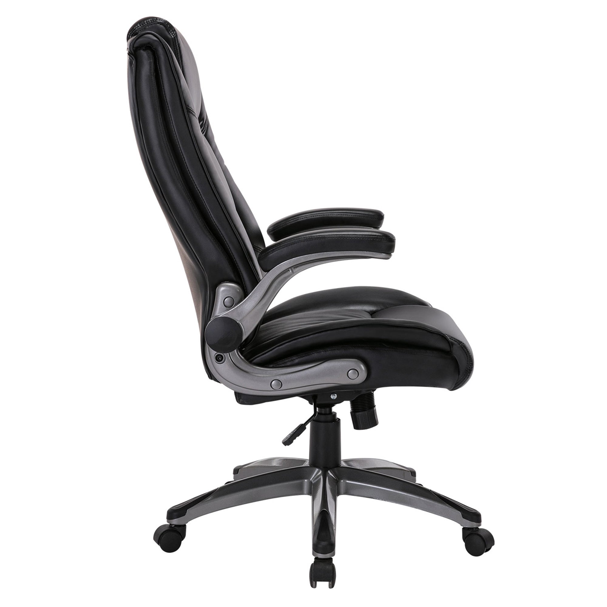 COLAMY High Back Leather Executive Office Chair w/ Flip Up Arms,Black (Open Box) - VMInnovations