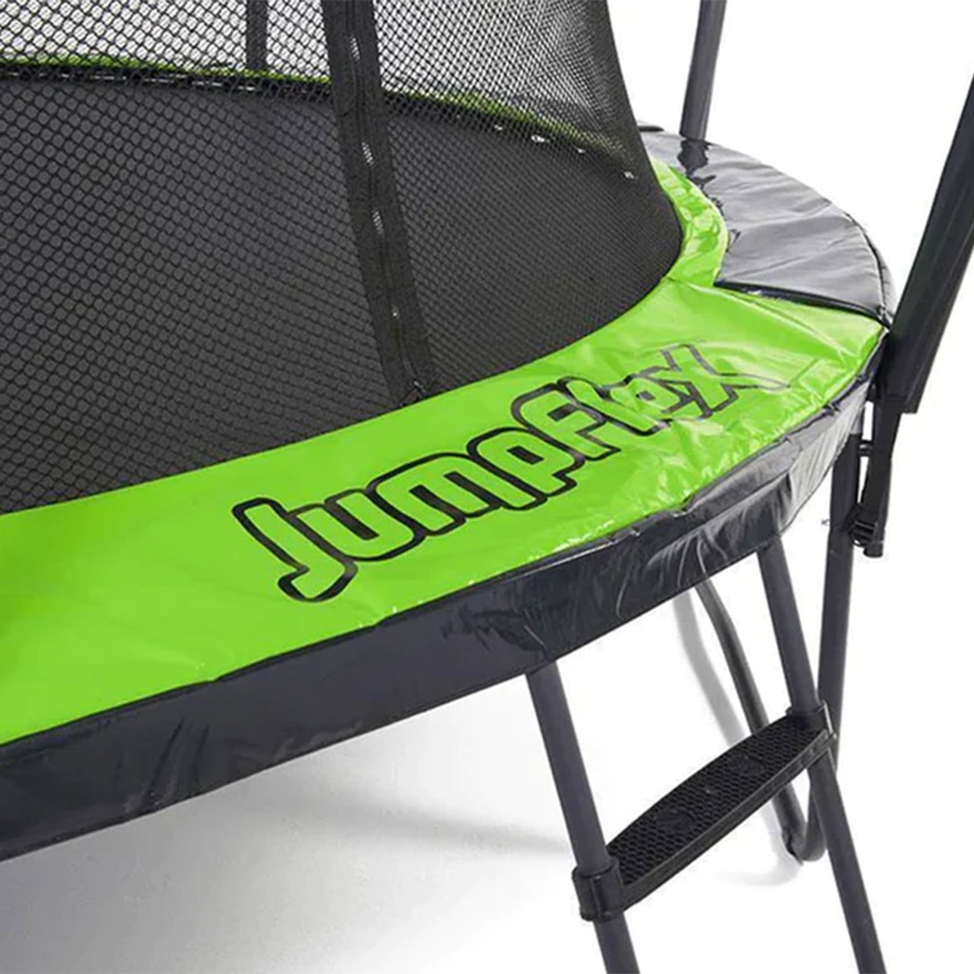 JumpFlex Flex120 12 Foot Trampoline with Enclosure and Ladder, Black and Green