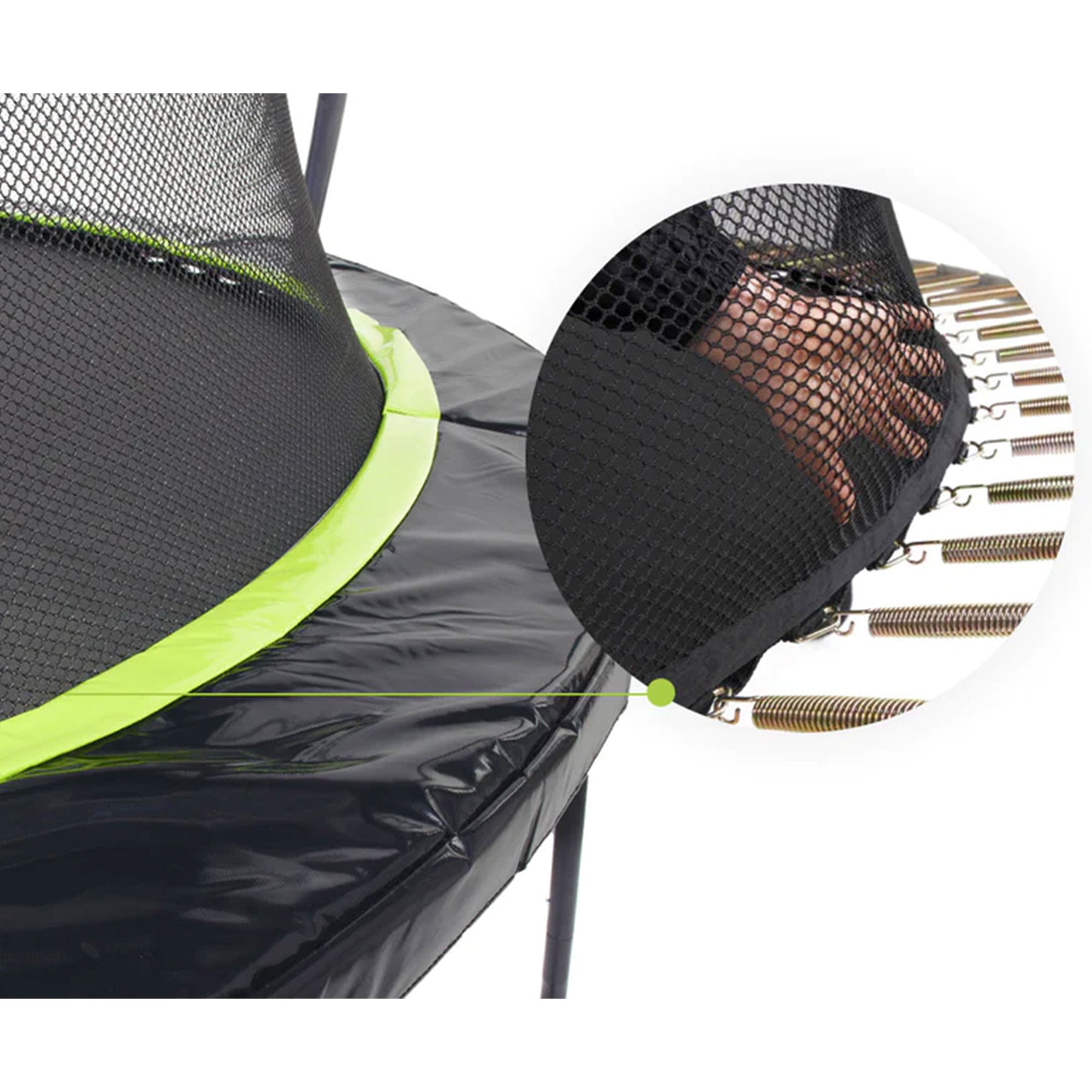 Flex140 14 Foot Trampoline with Enclosure and Ladder, Black and Green (Open Box)