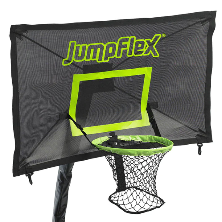 JumpFlex HERO 10' Trampoline with PROJAM Hero Basketball Hoop and Net Attachment