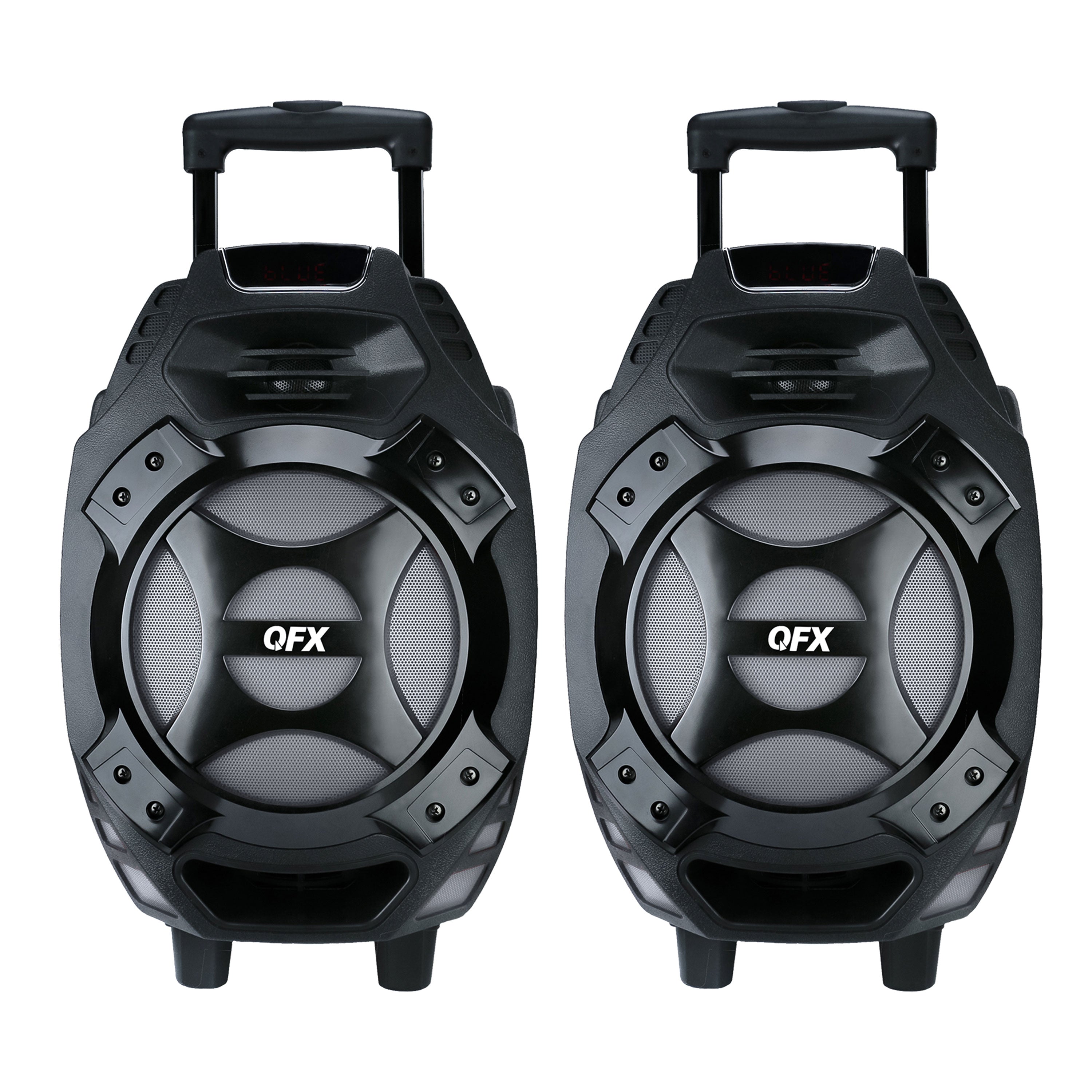 QFX 8" Portable Bluetooth Party Speaker with Microphone and Remote (2 Pack) - VMInnovations