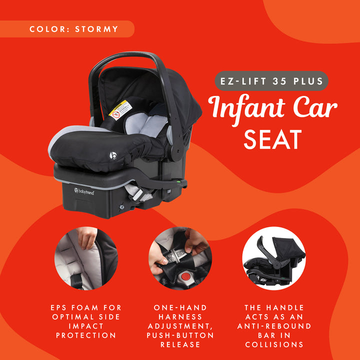 Baby Trend EZ-Lift Plus Lightweight Infant Car Seat, Cozy Cover & Base, Stormy - VMInnovations