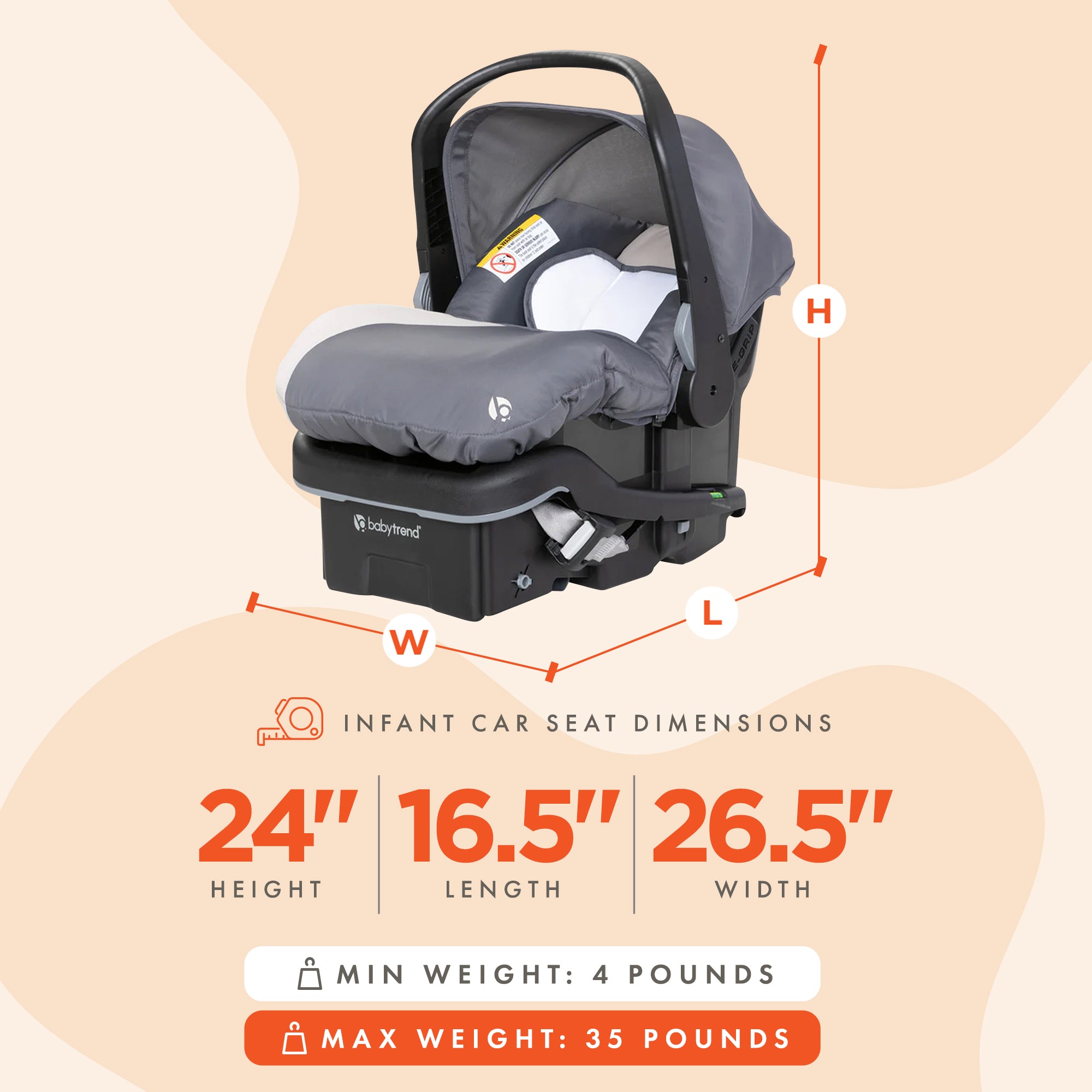 Baby Trend EZ-Lift Lightweight Car Seat, Cozy Cover & Base, Magnolia (Open Box) - VMInnovations