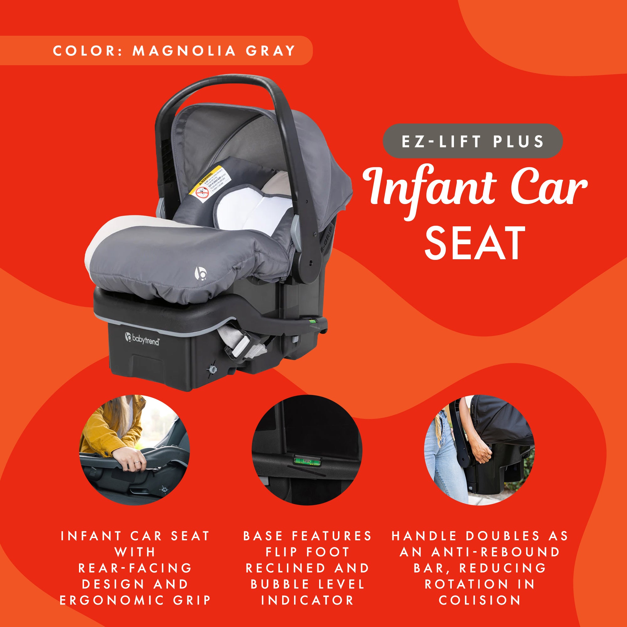 Baby Trend EZ-Lift Lightweight Car Seat, Cozy Cover & Base, Magnolia (Open Box) - VMInnovations