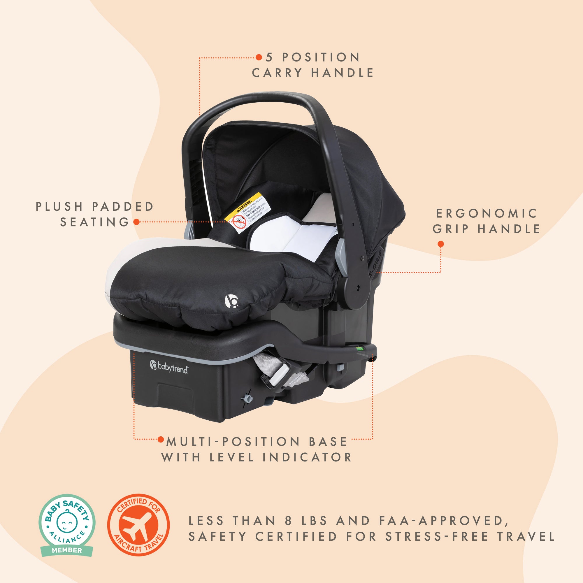 Baby Trend EZ-Lift Plus Lightweight Infant Car Seat w/ Cozy Cover, Modern Khaki - VMInnovations