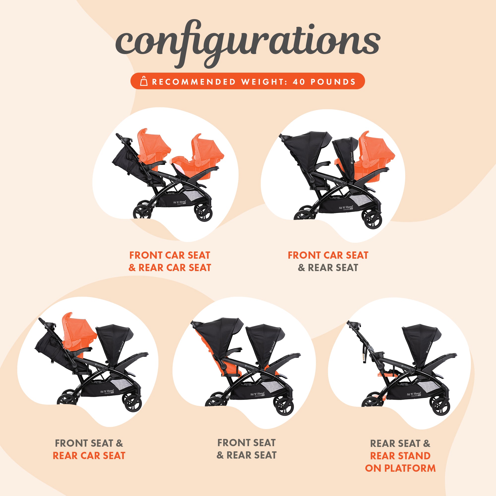 Sit N' Stand Double Stroller 2.0 DLX w/5 Point Safety Harness, Stormy (Used) - VMInnovations