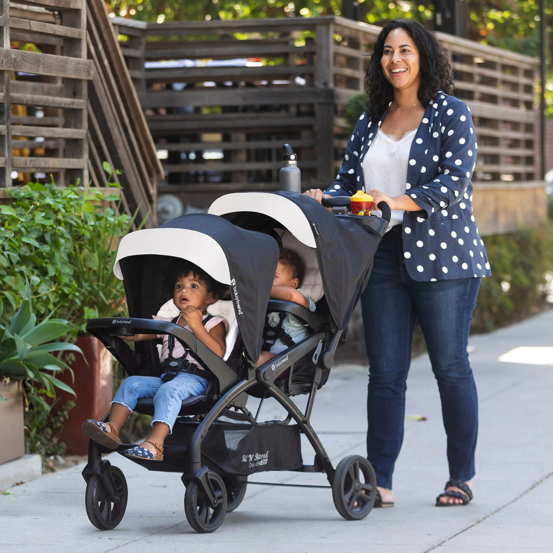Baby Trend Sit N' Stand Double Stroller 2.0 DLX with 5 Point Harness, Magnolia - VMInnovations