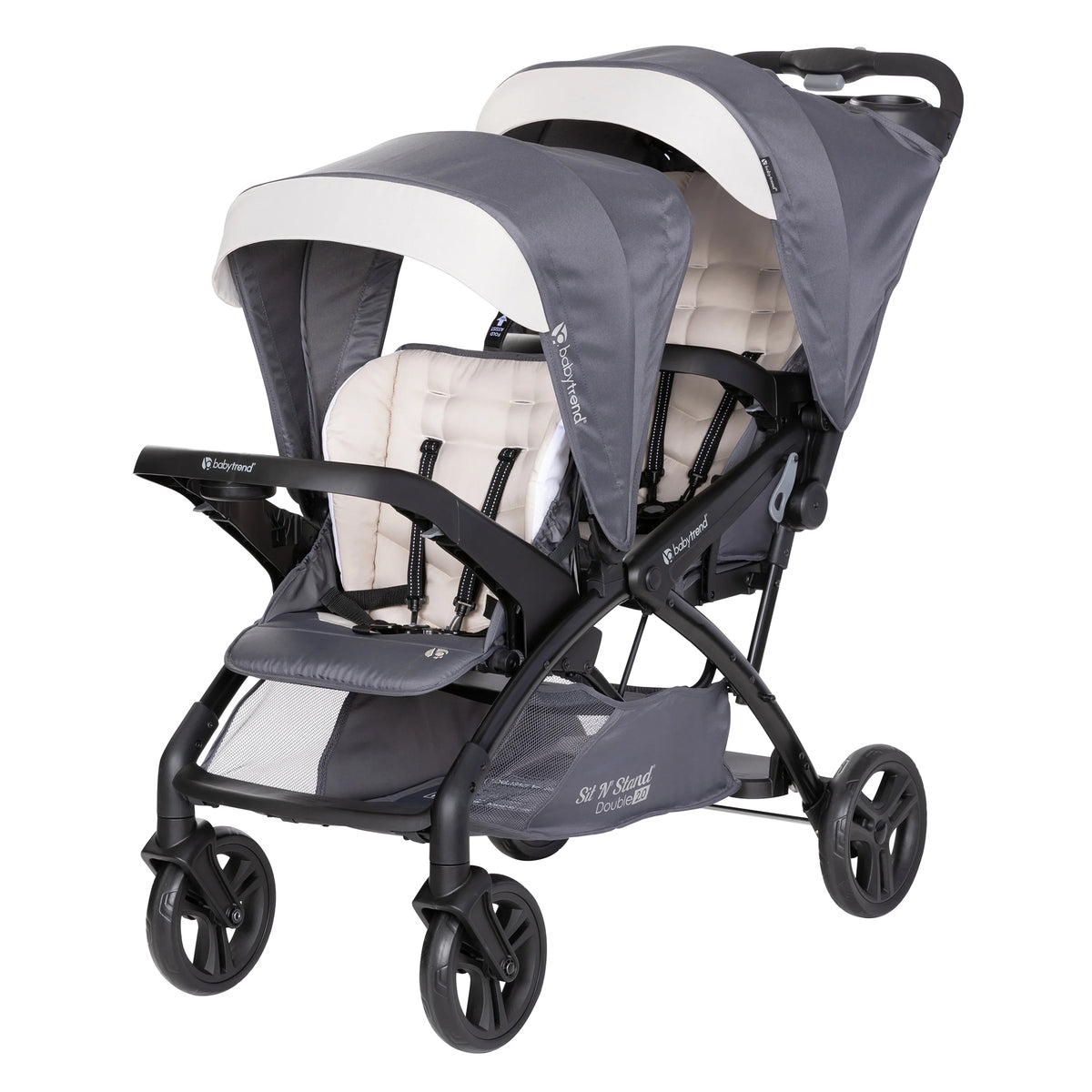 Baby Trend Sit N' Stand Double Stroller w/5 Point Harness, Magnolia (Open Box) - VMInnovations