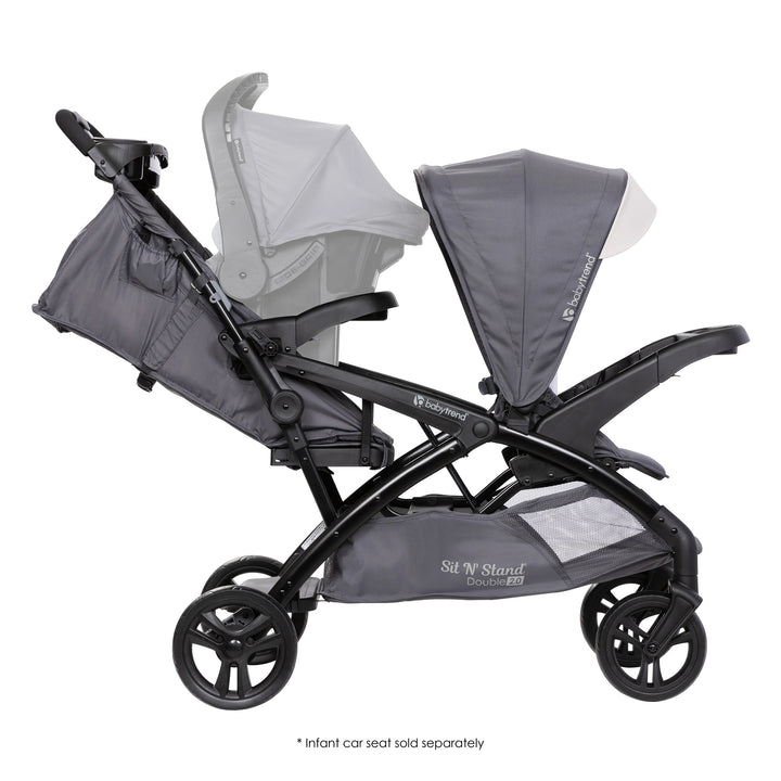 Baby Trend Sit N' Stand Double Stroller 2.0 DLX with 5 Point Harness, Magnolia - VMInnovations