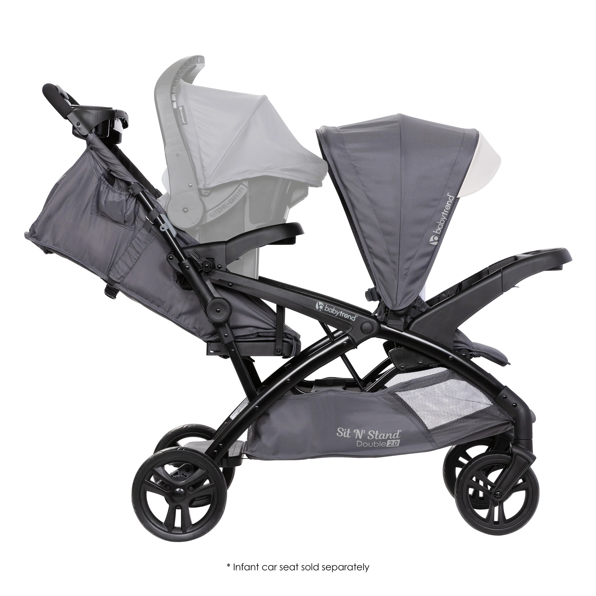 Baby Trend Sit N' Stand Double Stroller w/5 Point Harness, Magnolia (Open Box) - VMInnovations