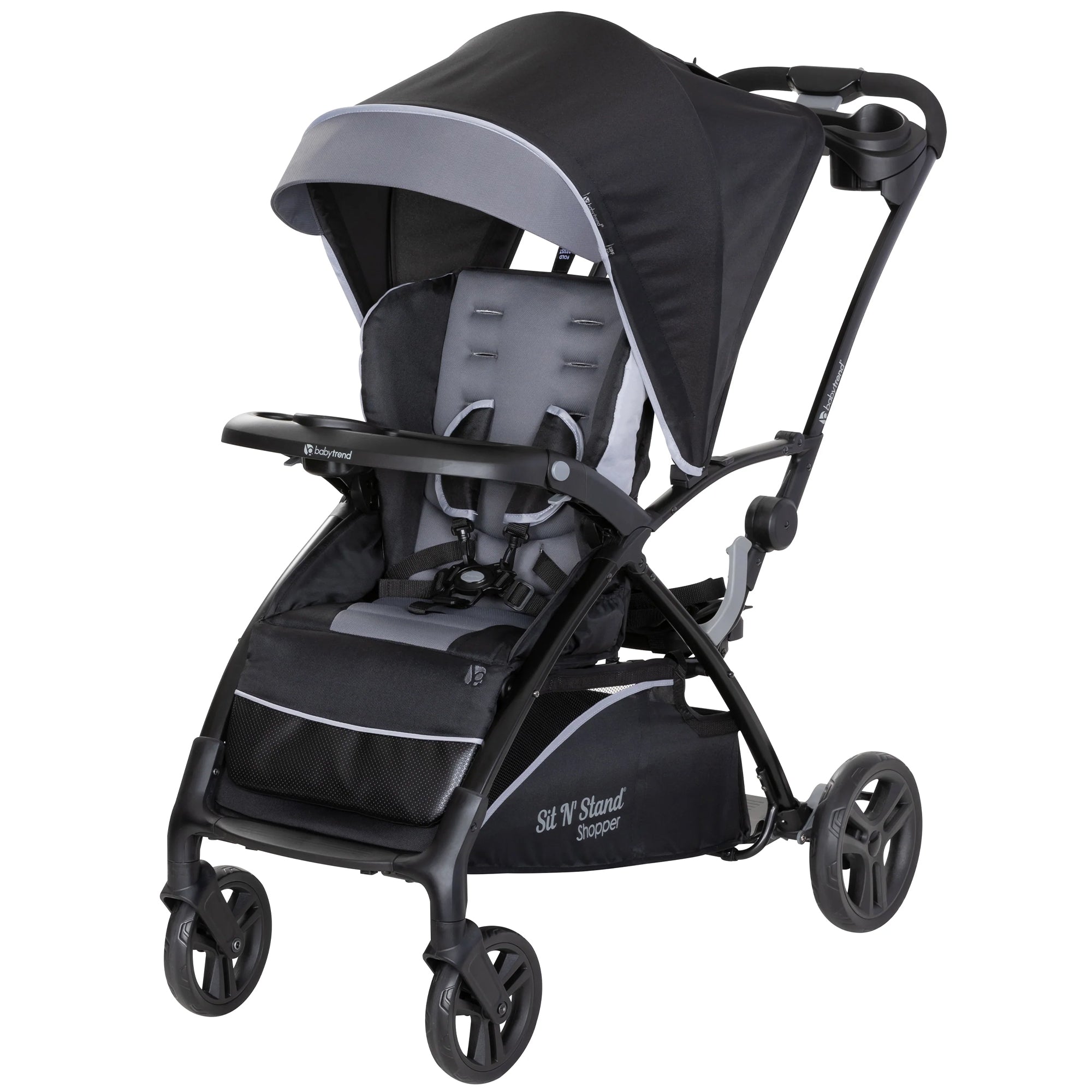 Sit N' Stand 5 in 1 Shopper Stroller with Canopy and Basket, Stormy (Used) - VMInnovations