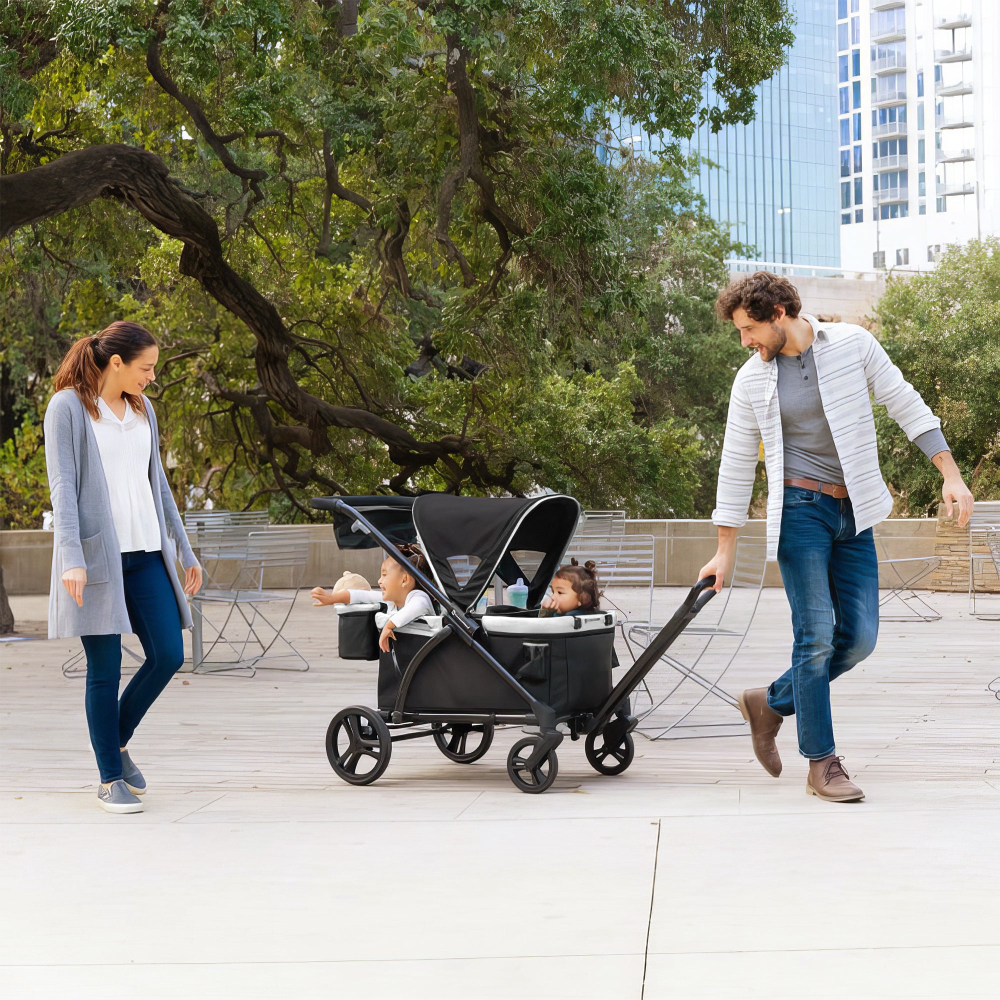 Baby Trend Expedition 2n1 Stroller Wagon w/Canopy & Basket, Modern Khaki (Used) - VMInnovations