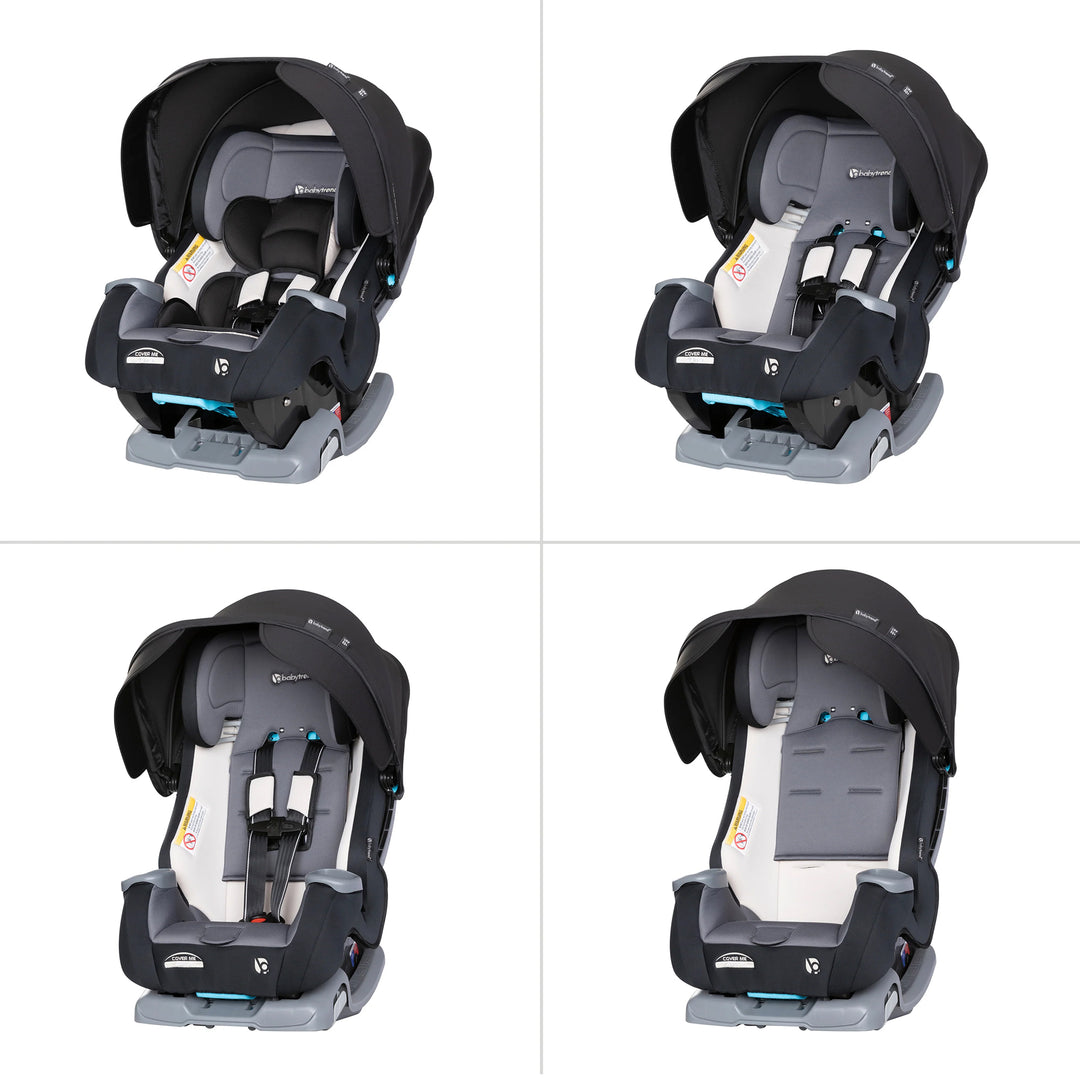 Baby Trend Cover Me 4 in 1 Convertible Car Seat with Adjustable Canopy, Black - VMInnovations