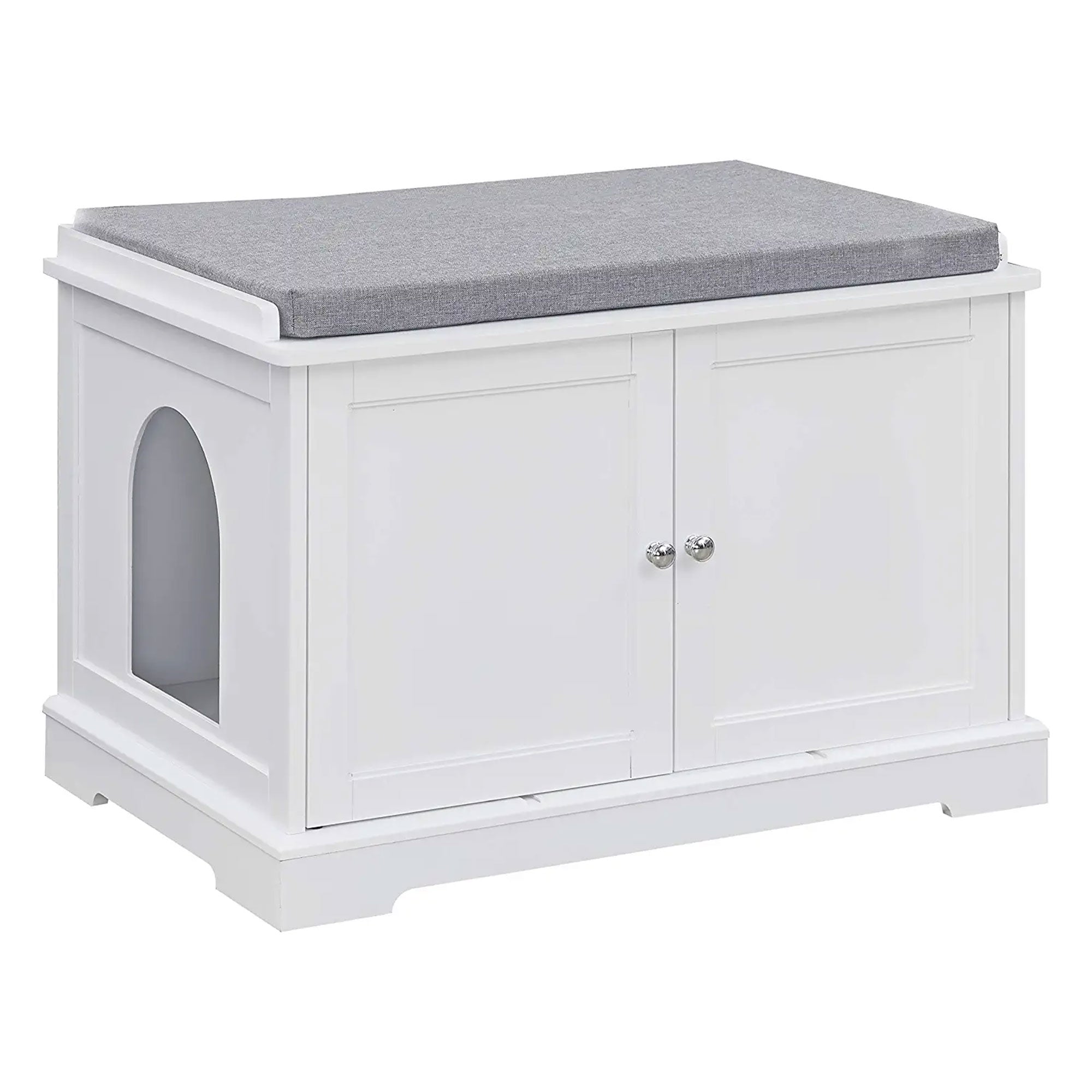 Sweetgo Cat Bench Litter Box Cover with Removable Partition Wall, White (Used) - VMInnovations