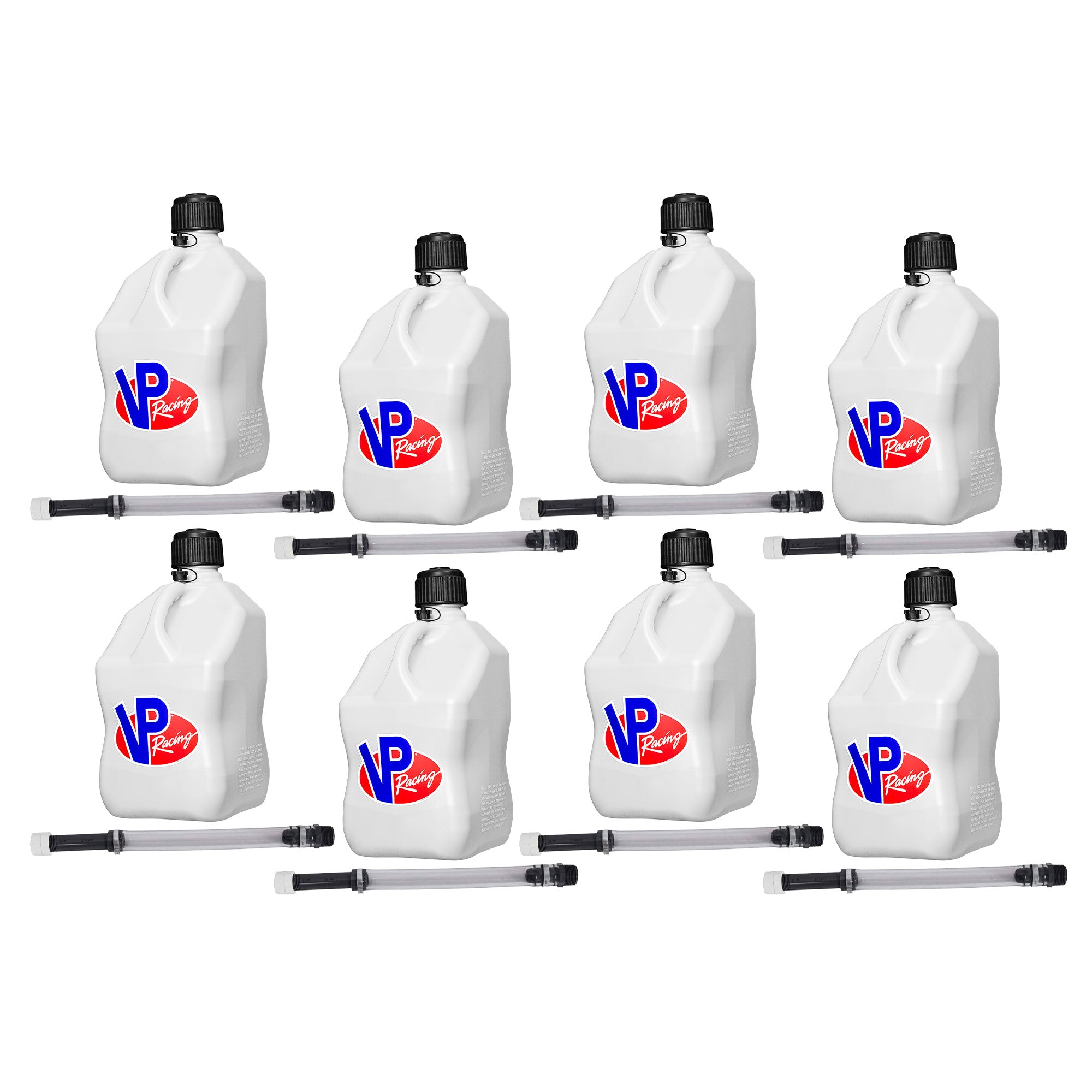 VP Racing 5.5 Gal Motorsport Racing Liquid Container Utility Jug, White (8 Pack) - VMInnovations