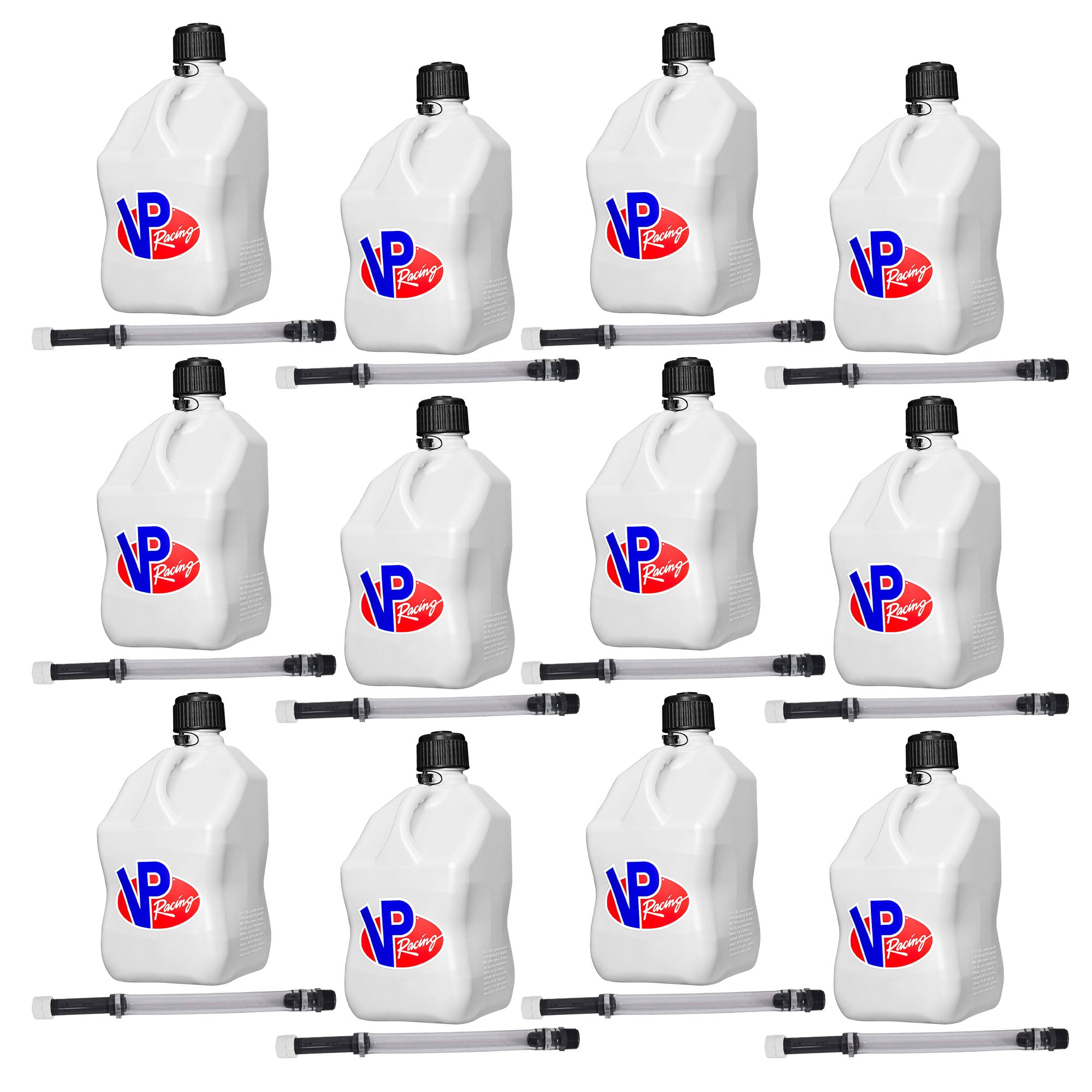 VP Racing 5.5 Gal Motorsport Racing Liquid Container Utility Jug, White (12 Set)