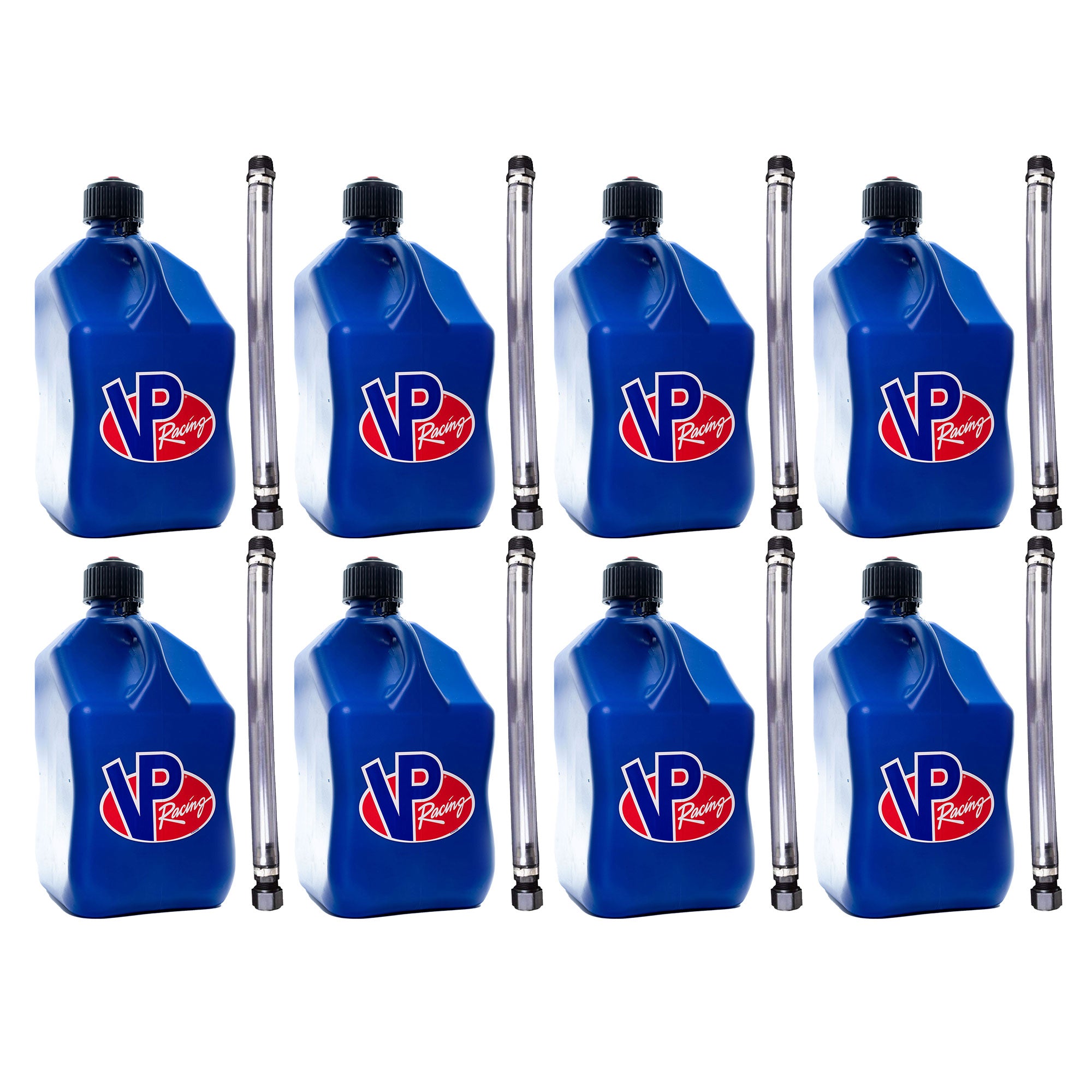 VP Racing 5.5 Gallon Utility Jug and 14 Inch Deluxe Hose, Blue (8 Pack)