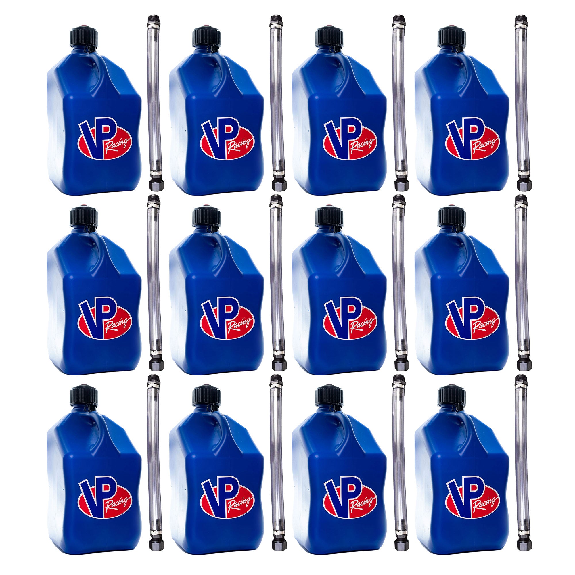 VP Racing 5.5 Gallon Utility Jug and 14 Inch Deluxe Hose, Blue (12 Pack)