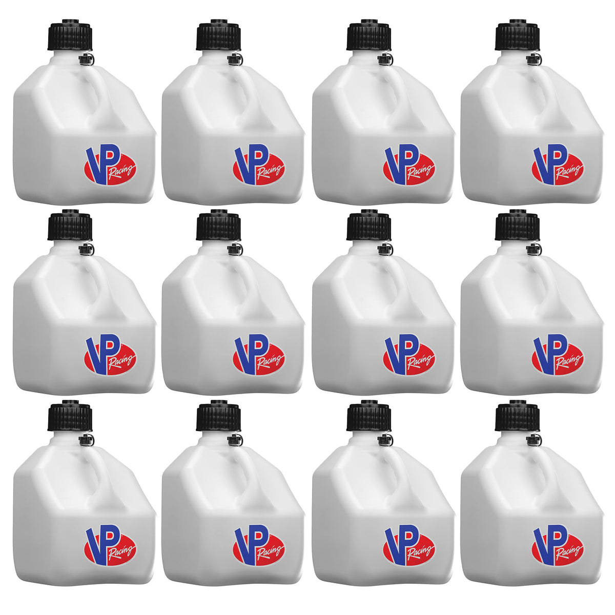 VP Racing 3 Gal Square Portable Liquid Container Utility Jug, White (12Pk)