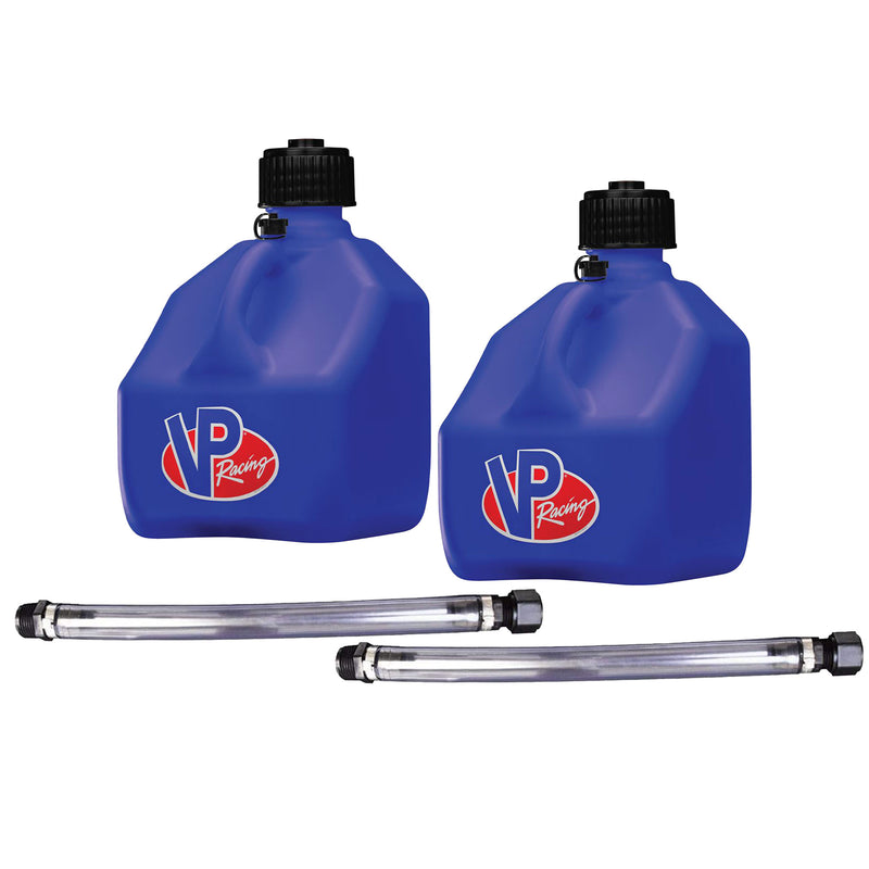 VP Racing 3 Gal Liquid Utility Container Jugs w/ Hoses, Blue (2 Pack)