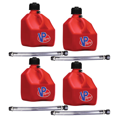 VP Racing 3 Gal Square Liquid Container Utility Jug, Red (4 Pack)