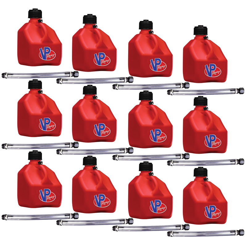 VP Racing 3 Gal Square Liquid Container Utility Jug, Red (12 Pack)