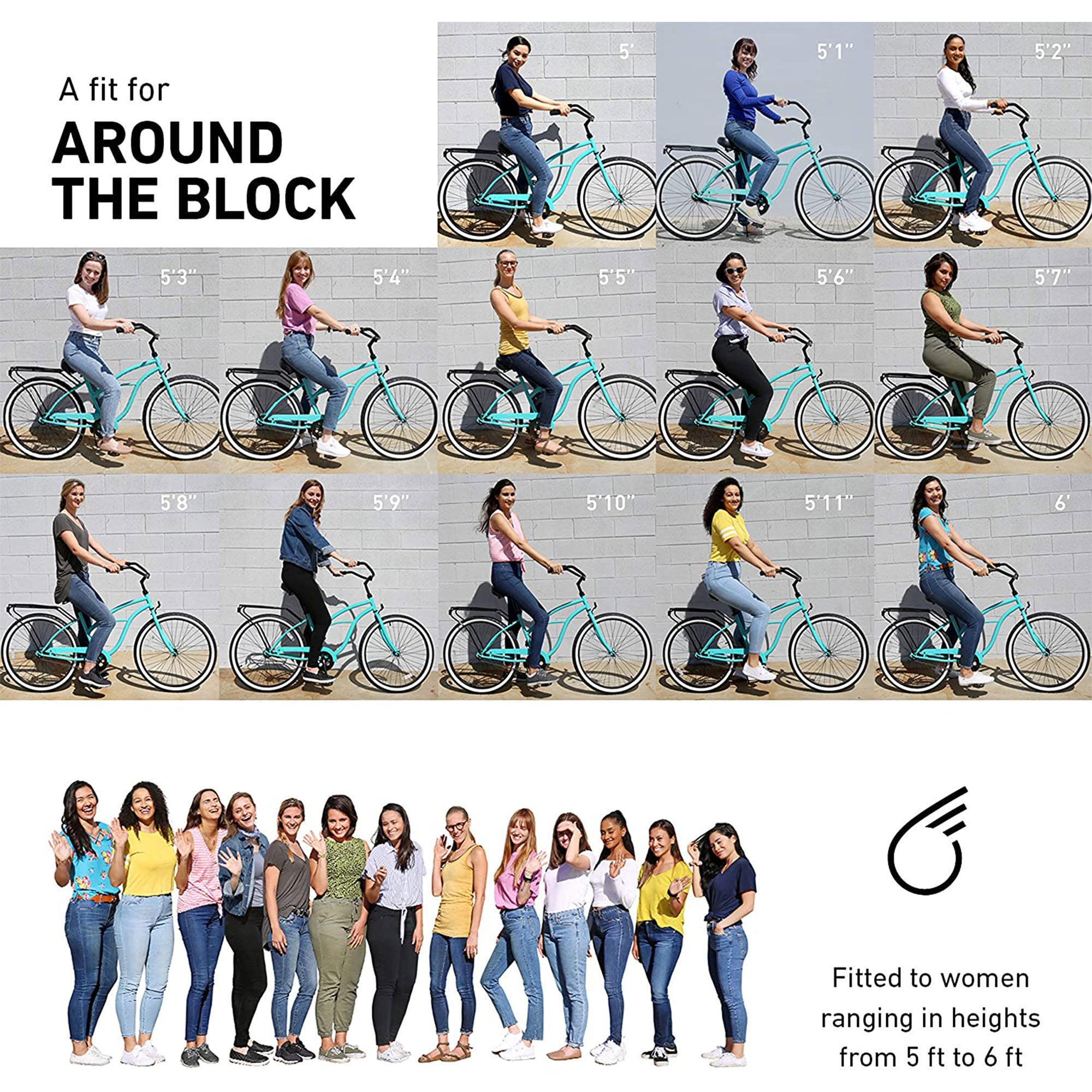sixthreezero Women's Around the Block 1 Speed Beach Cruiser Bicycle, Mint Green