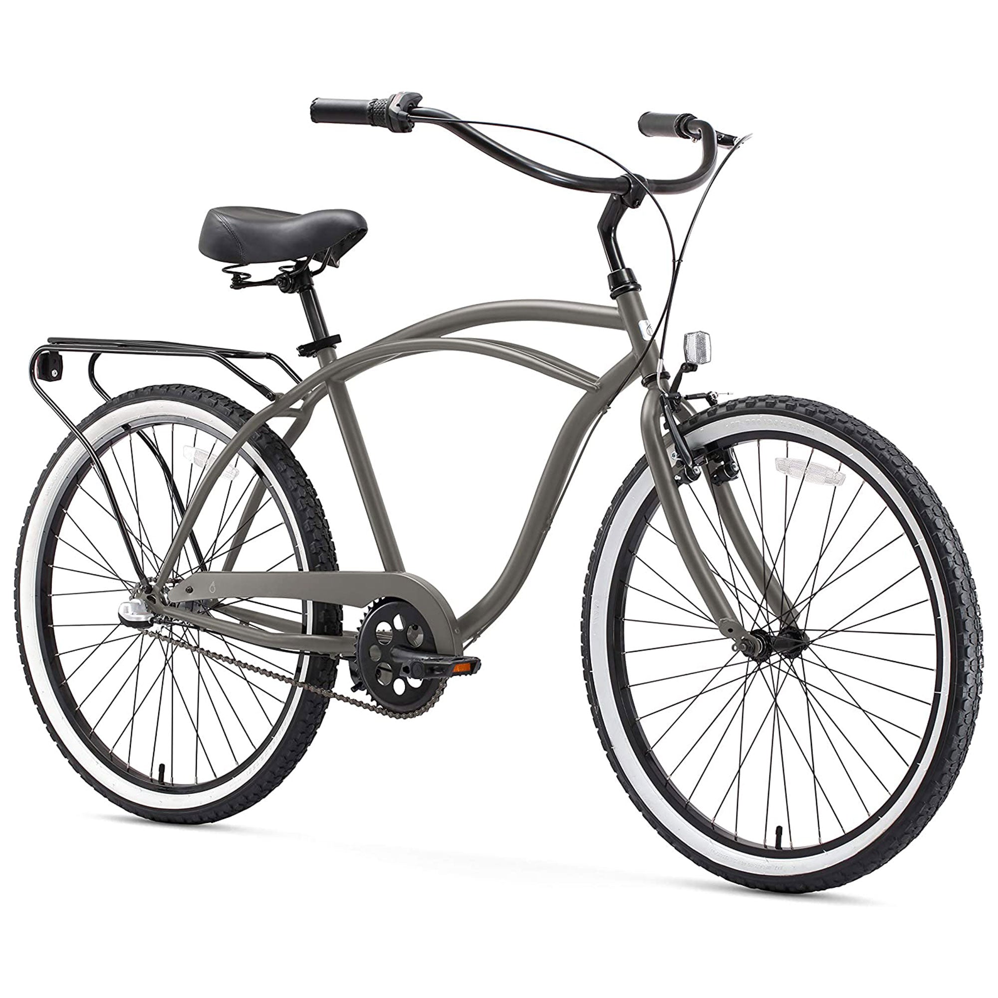 sixthreezero Men's Around the Block 21 Speed Beach Cruiser Bicycle, Matte Gray