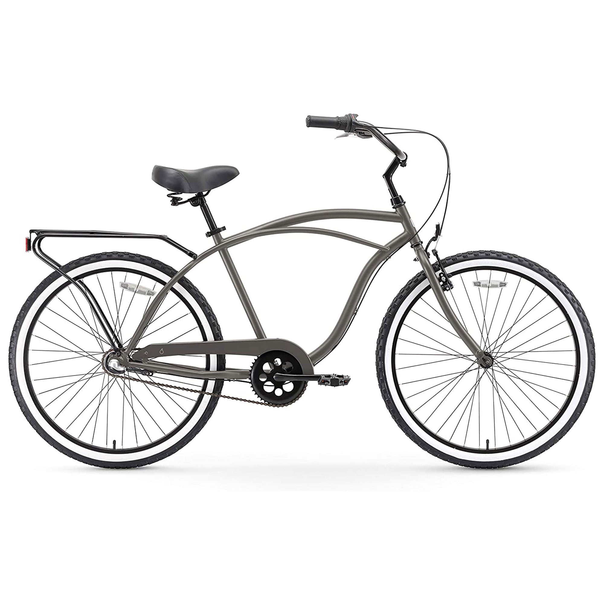 sixthreezero Men's Around the Block 21 Speed Beach Cruiser Bicycle, Matte Gray