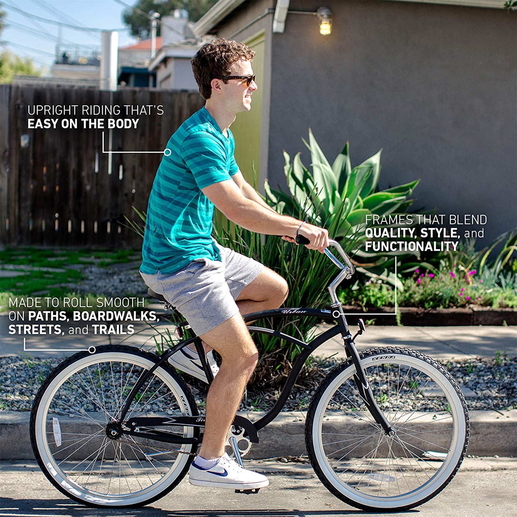 Firmstrong Urban Man Single Speed Mens 26 Inch Beach Cruiser Bicycle, Matte Blue