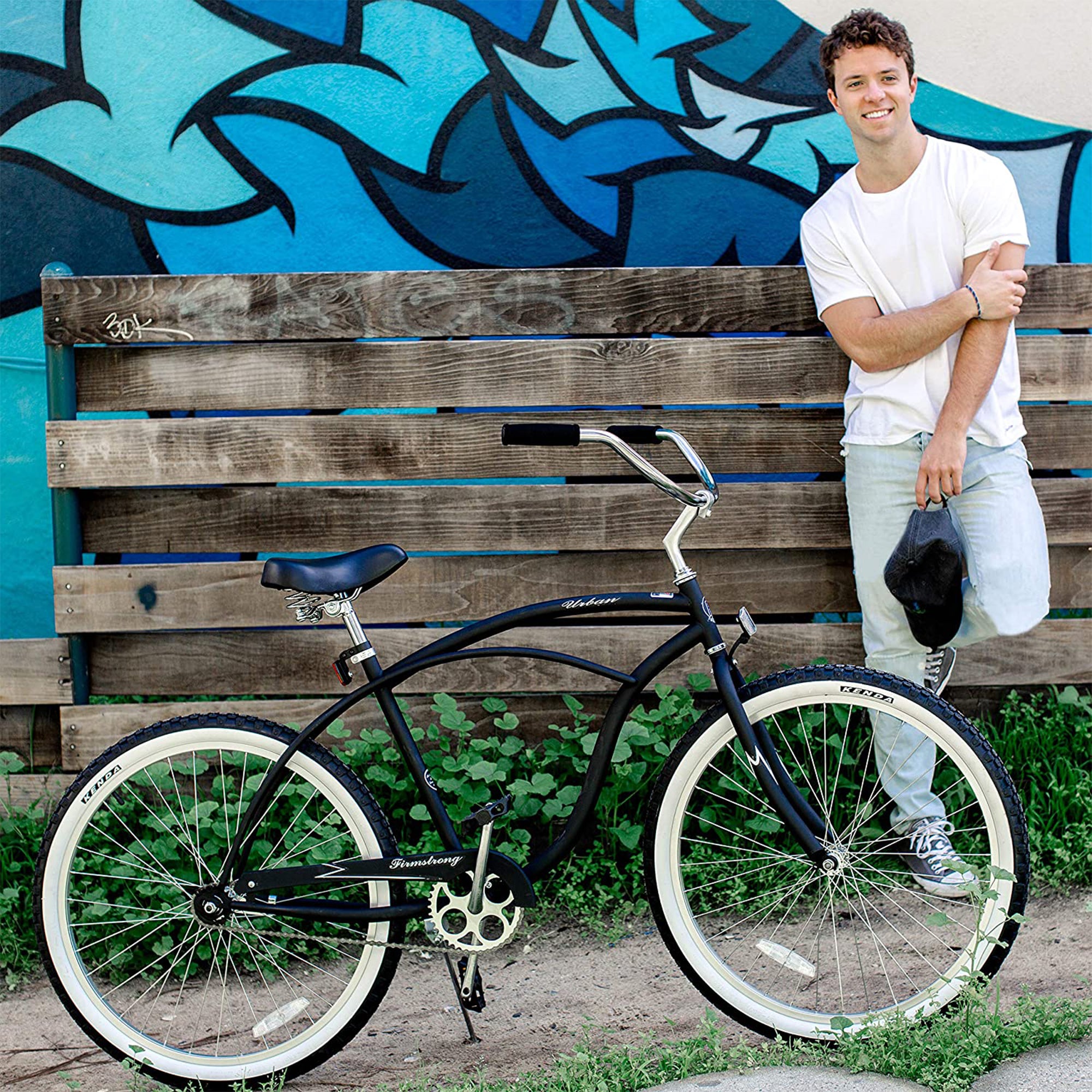 Firmstrong Urban Man Single Speed Mens 26 Inch Beach Cruiser Bicycle, Matte Blue