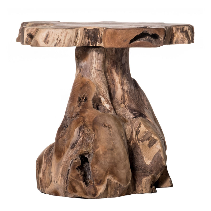 StyleCraft Home Collection Jakarta Live Edge and Trunk Natural Teak Accent Stool