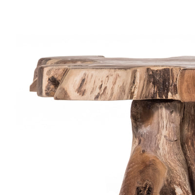 StyleCraft Home Collection Jakarta Live Edge and Trunk Natural Teak Accent Stool