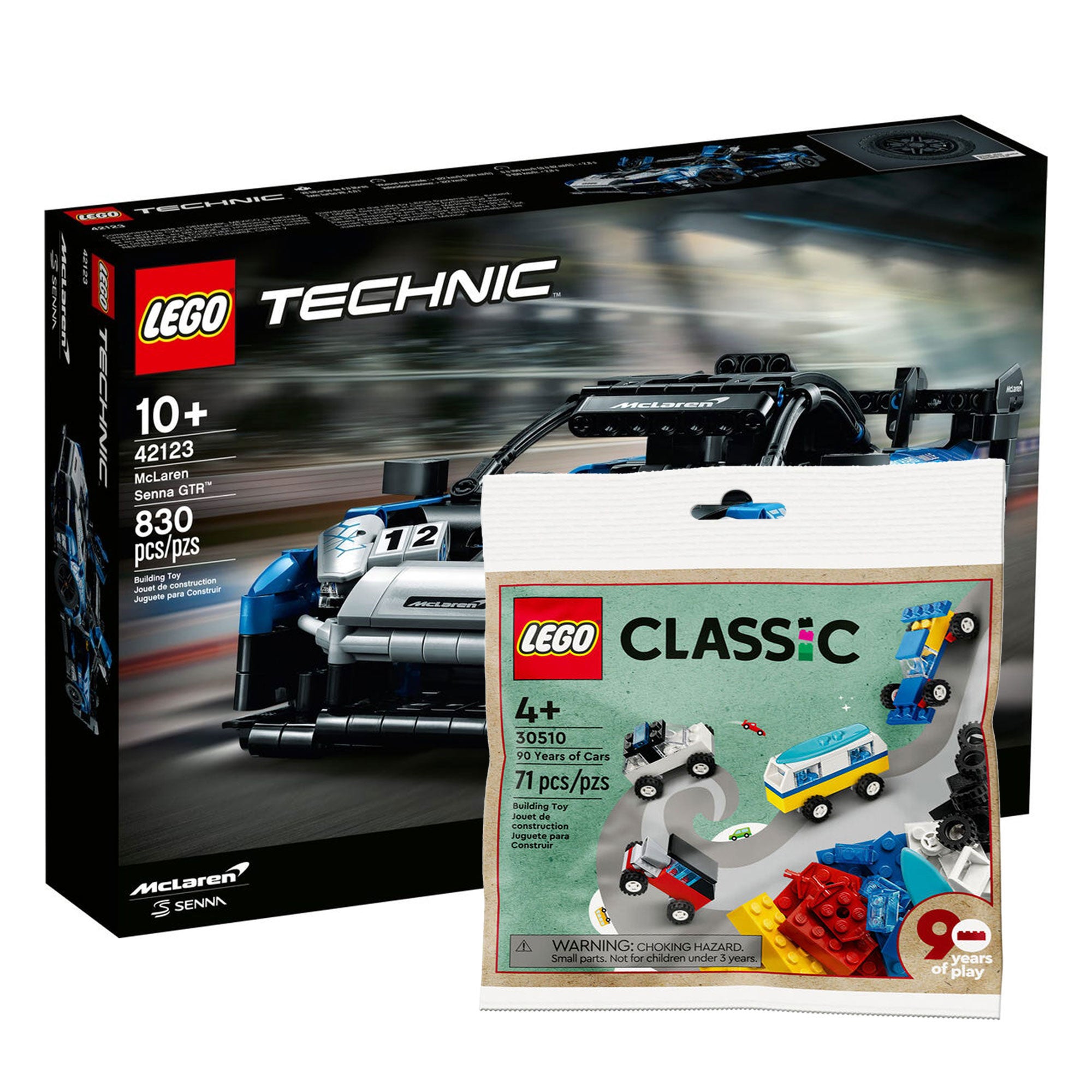 LEGO 42123 Technic McLarena Senna and Classic 30510 90 Years of Cars Mini Set - VMInnovations