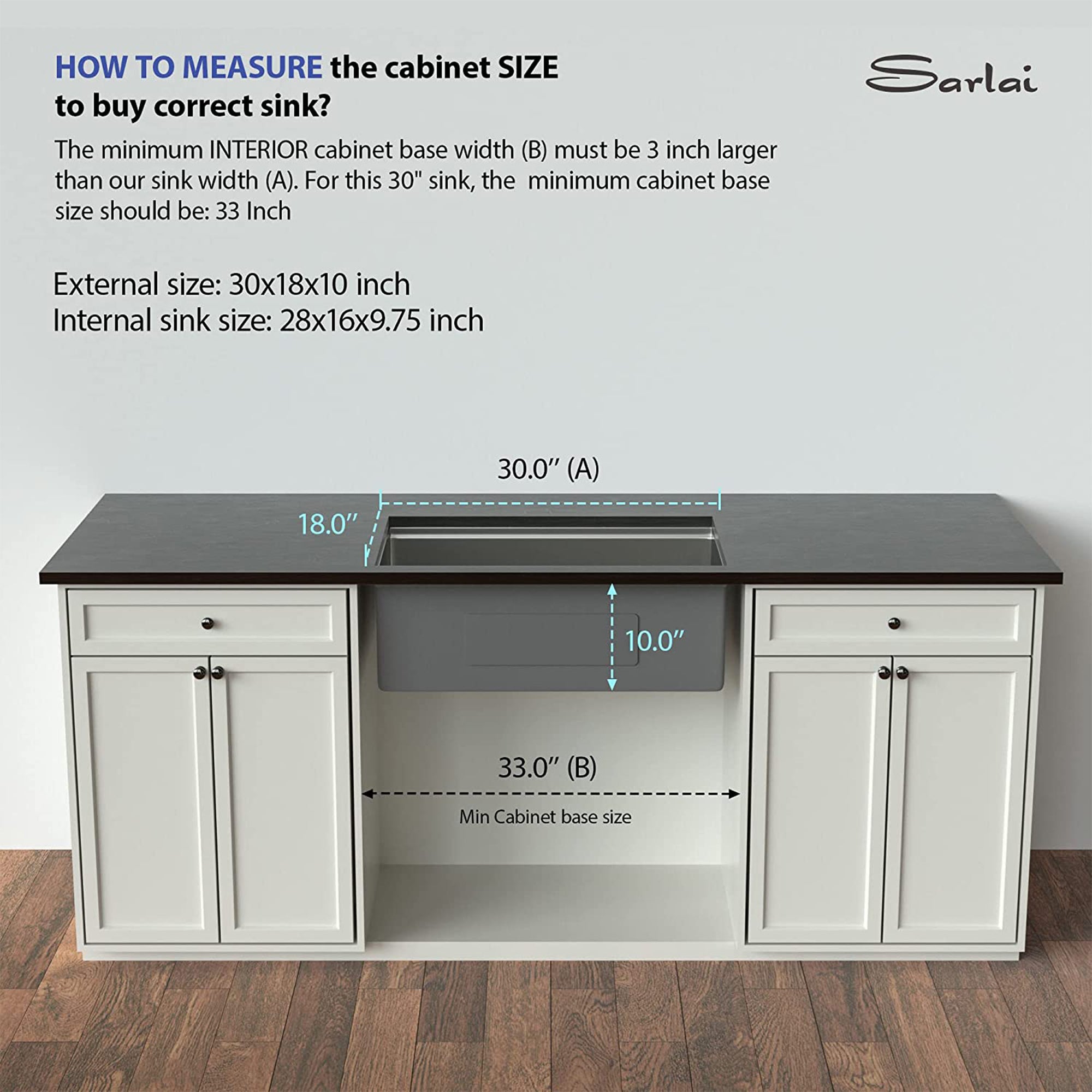 Sarlai 30"x18" Undermount Brushed Stainless Steel Single Bowl Kitchen Sink(Used) - VMInnovations