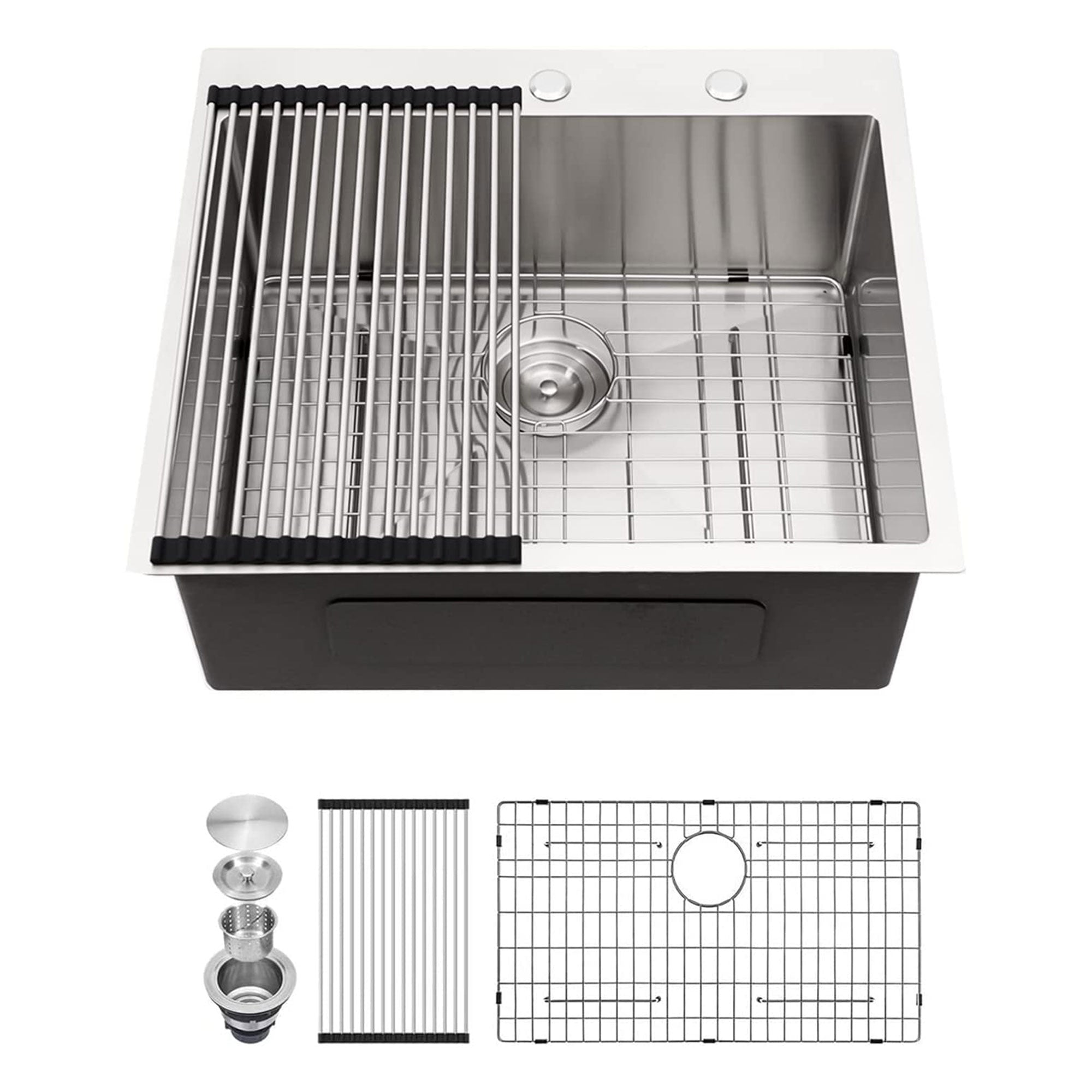 Sarlai 25"x22" Stainless Steel Drop In Single Bowl Kitchen Sink (Used) - VMInnovations