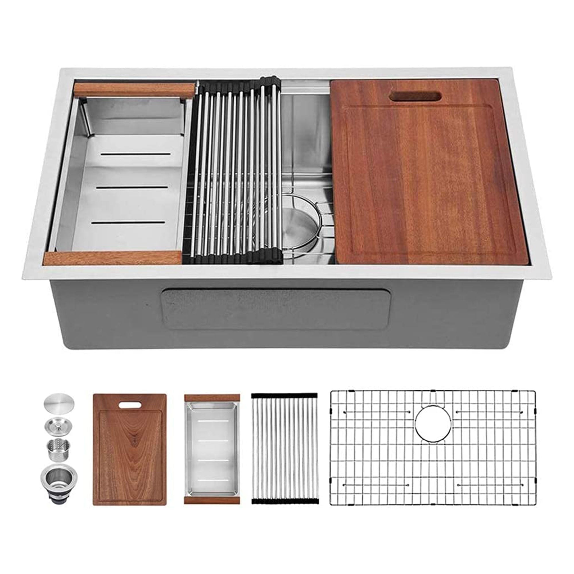 28x18 In Undermount Brushed Stainless Steel Single Bowl Kitchen Sink (For Parts) - VMInnovations