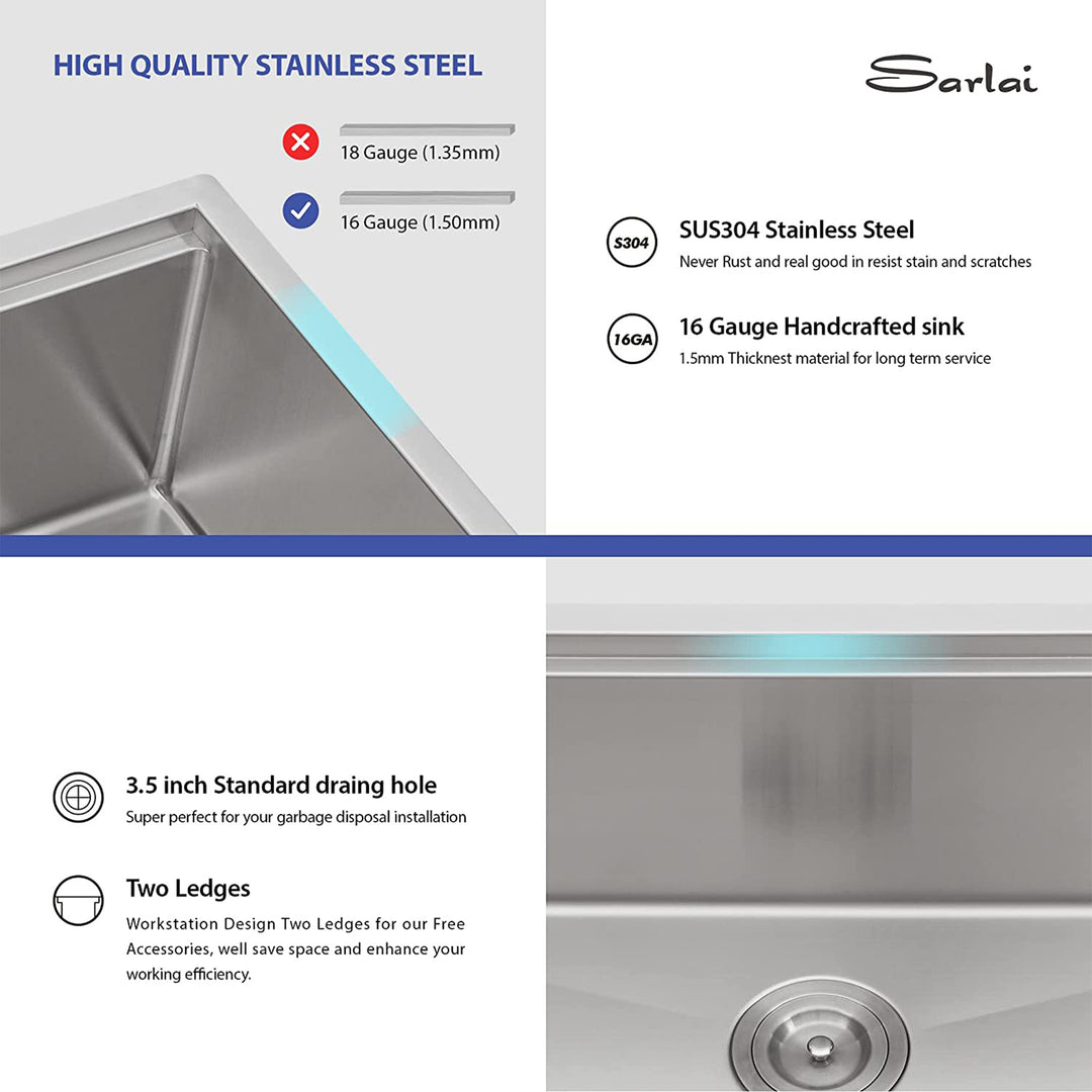 Sarlai 30 Inch Farmhouse Single Sink Workstation, Stainless Steel (Used) - VMInnovations