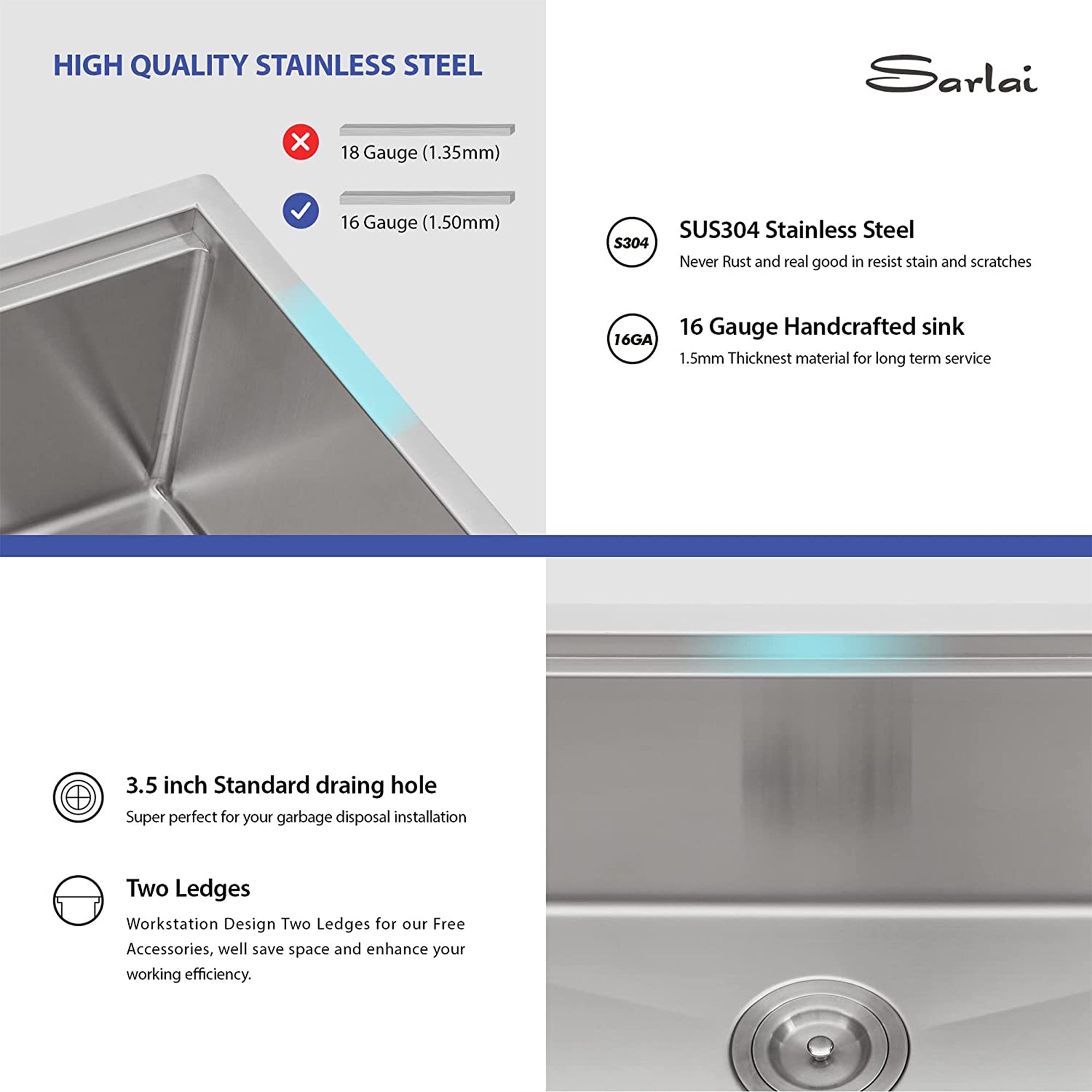 Sarlai 30 Inch Farmhouse Single Sink Workstation, Stainless Steel (Used) - VMInnovations