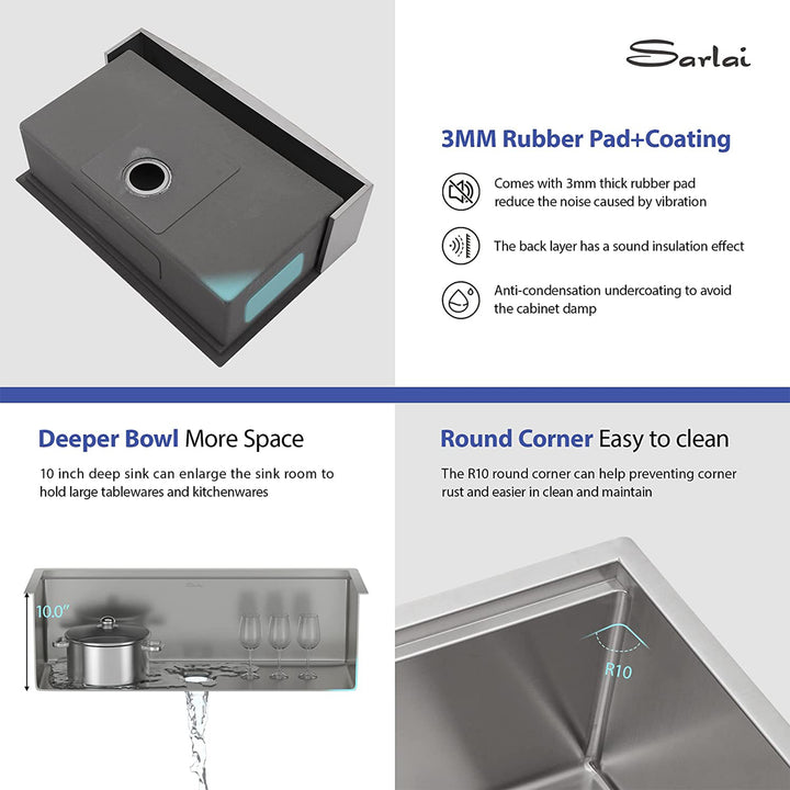 Sarlai 30 Inch Farmhouse Single Sink Workstation, Stainless Steel (Used) - VMInnovations