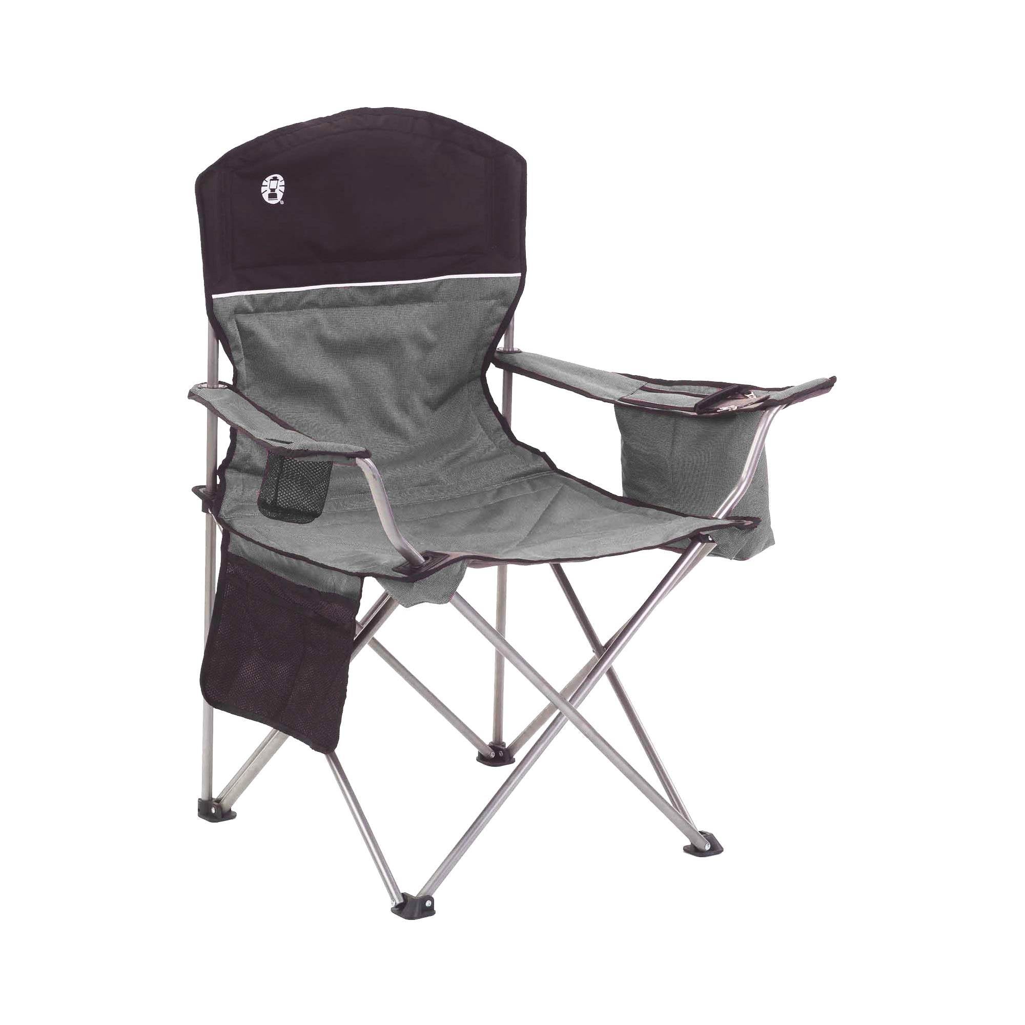 Coleman Oversized Quad Chair with Cooler and Cup Holder, Black/Gray (Damaged)